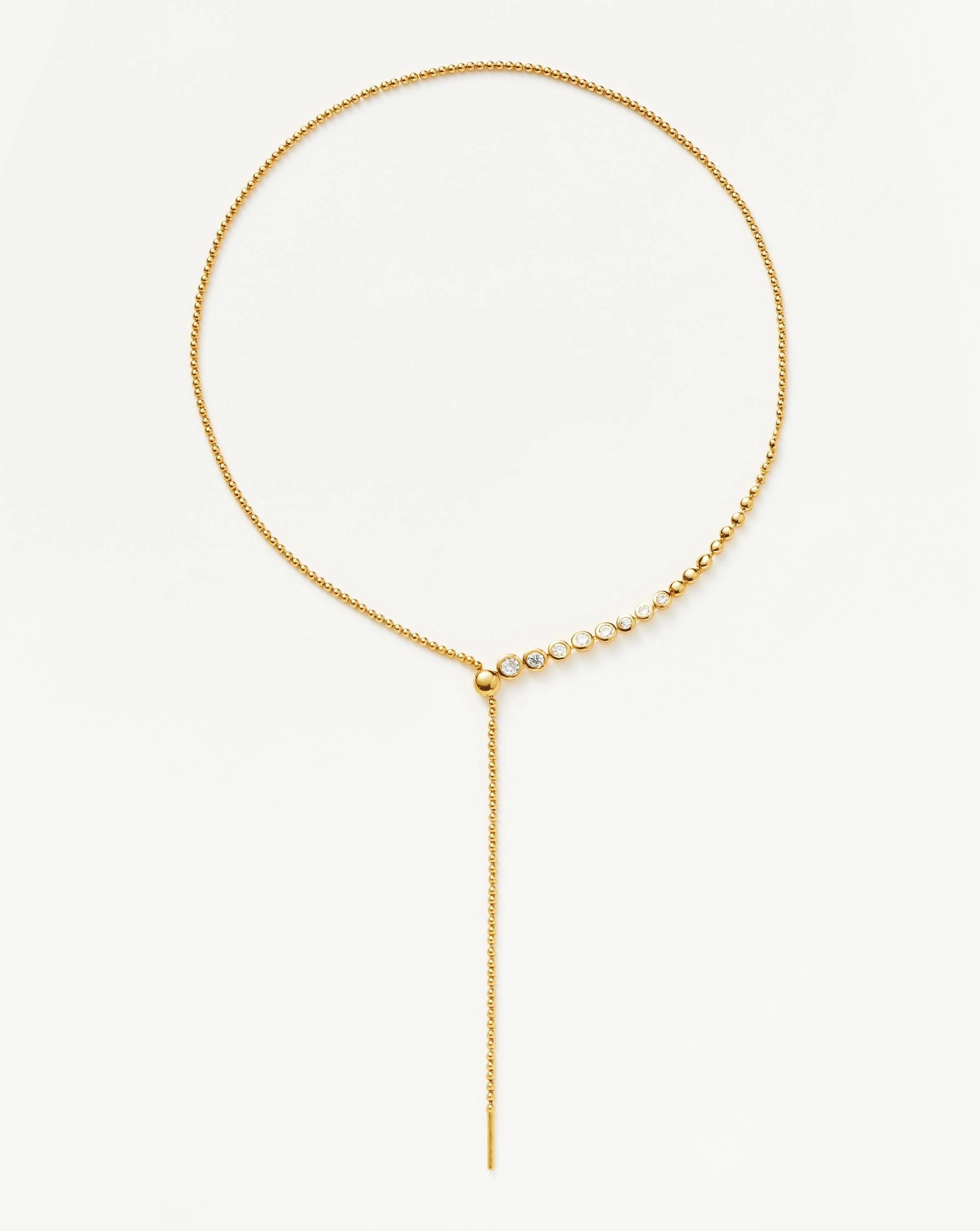 Beaded Stone Slider Lariat Necklace | 18ct Gold Vermeil/Cubic Zirconia - Image 4