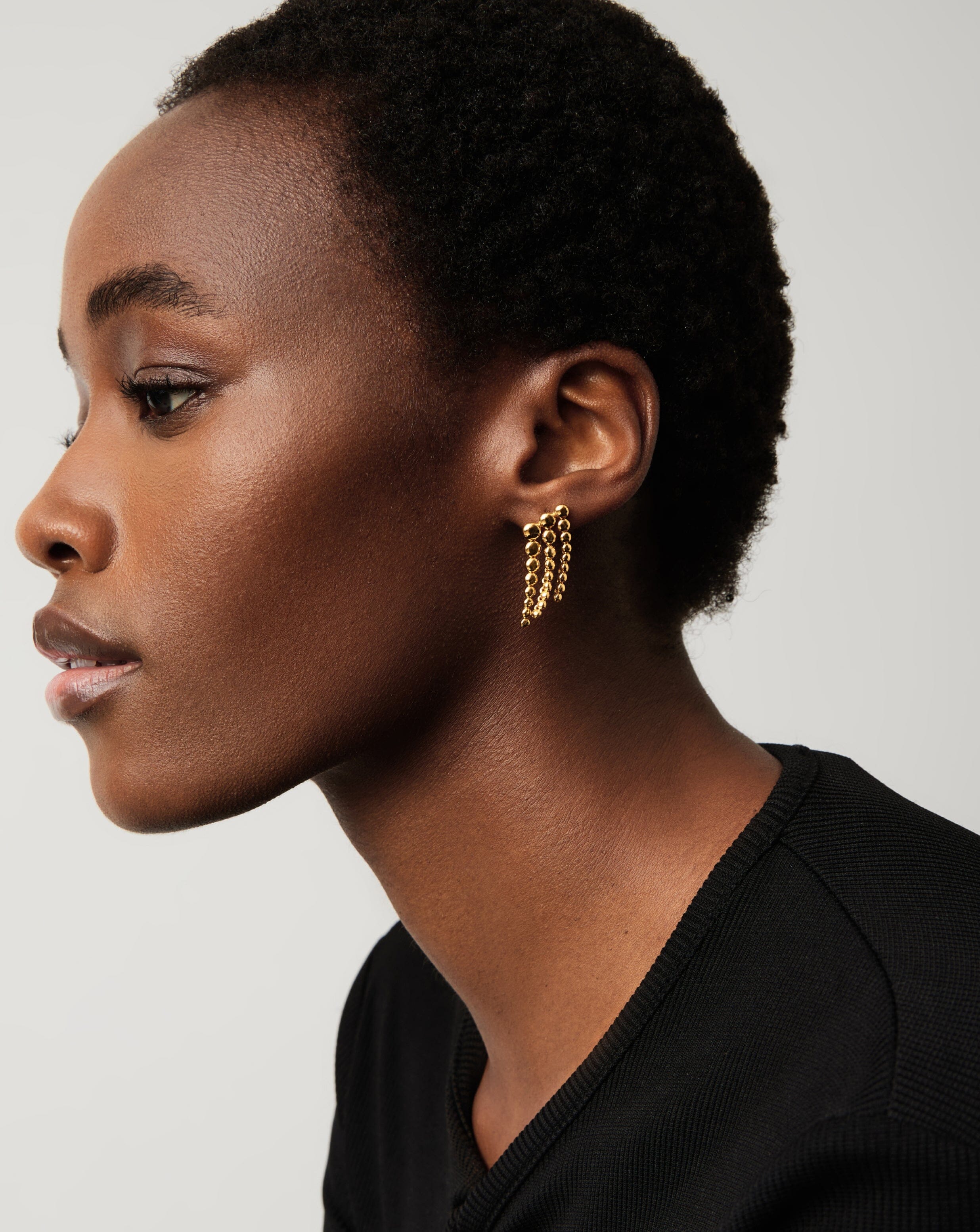 Beaded Waterfall Drop Earrings | 18ct Gold Vermeil - Image 6