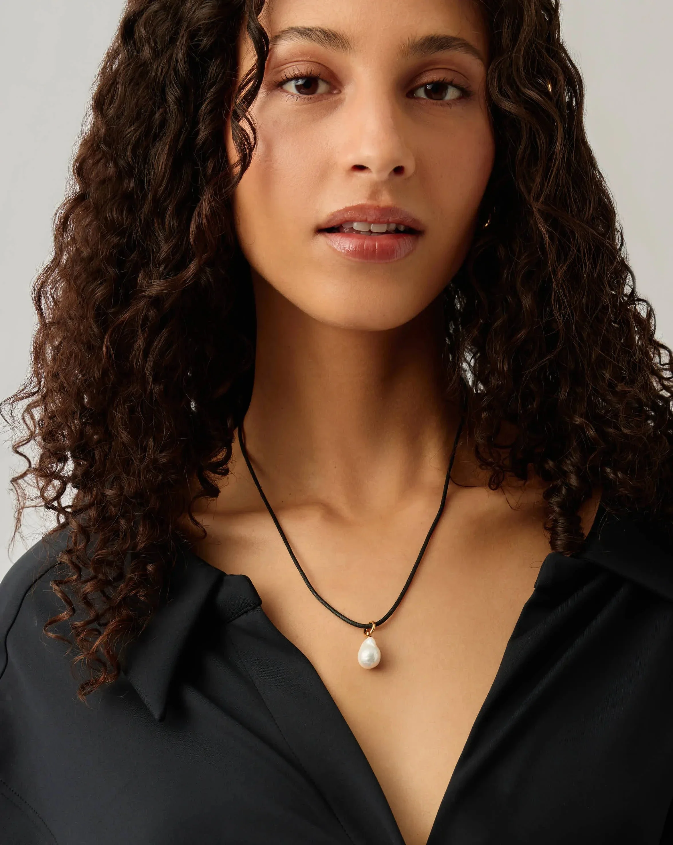 Baroque Pearl Cord Necklace | 18ct Gold Vermeil/Pearl - Image 3
