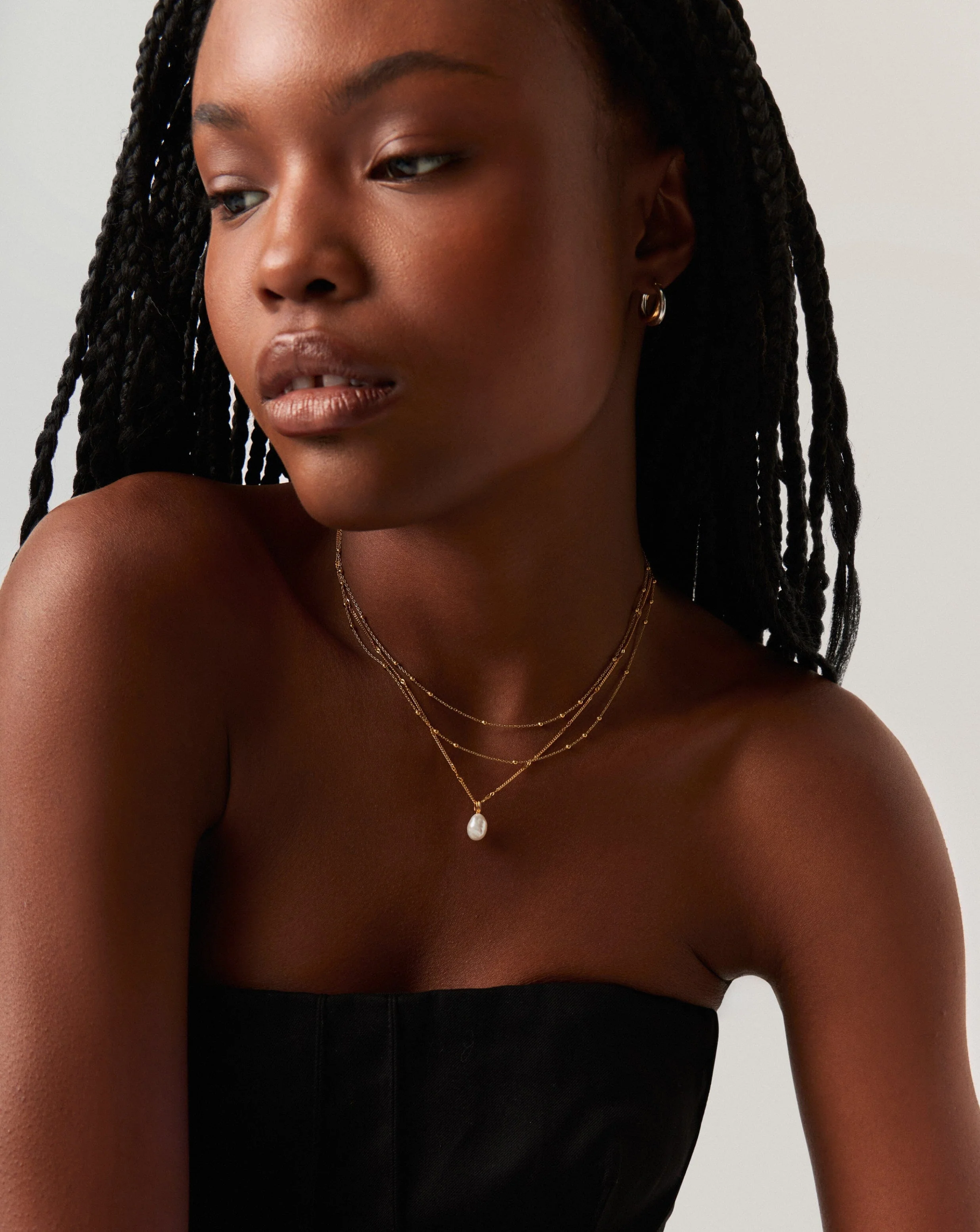 Baroque Pearl Twisted Chain Necklace | 18ct Gold Vermeil/Pearl - Image 3