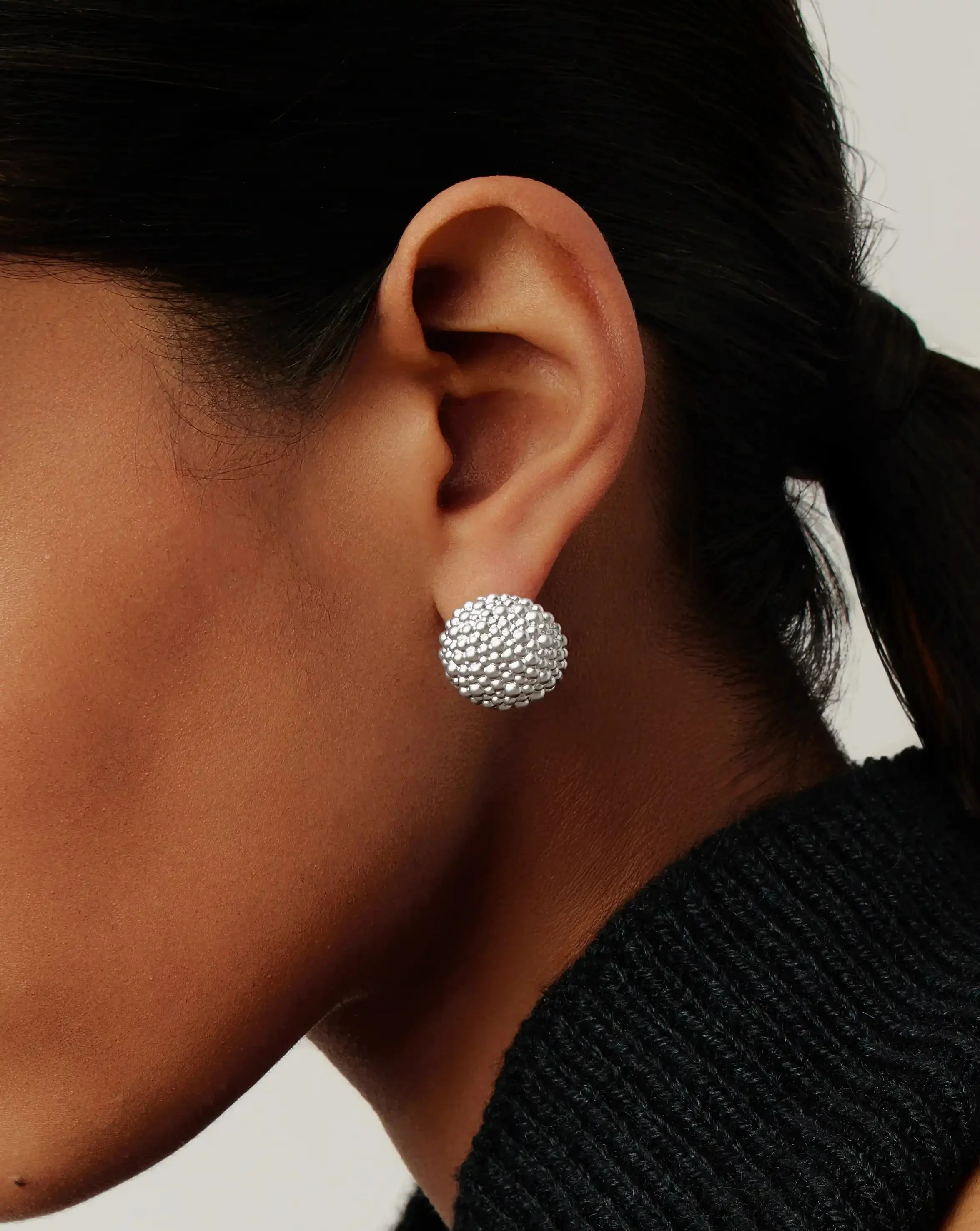 Baya Dome Stud Earrings | Silver Plated - Image 3