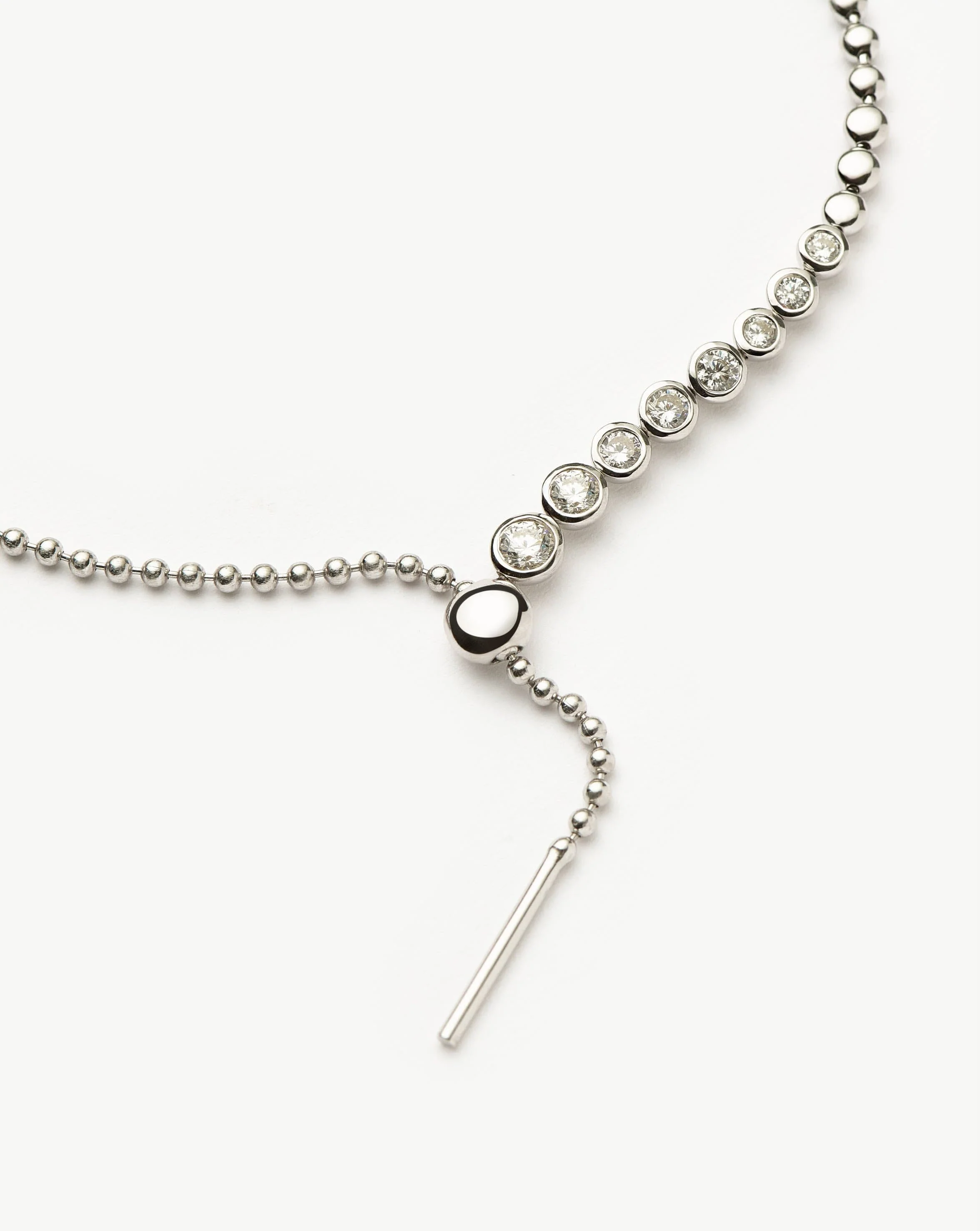 Beaded Stone Slider Lariat Necklace | Sterling Silver Cubic Zirconia - Image 4