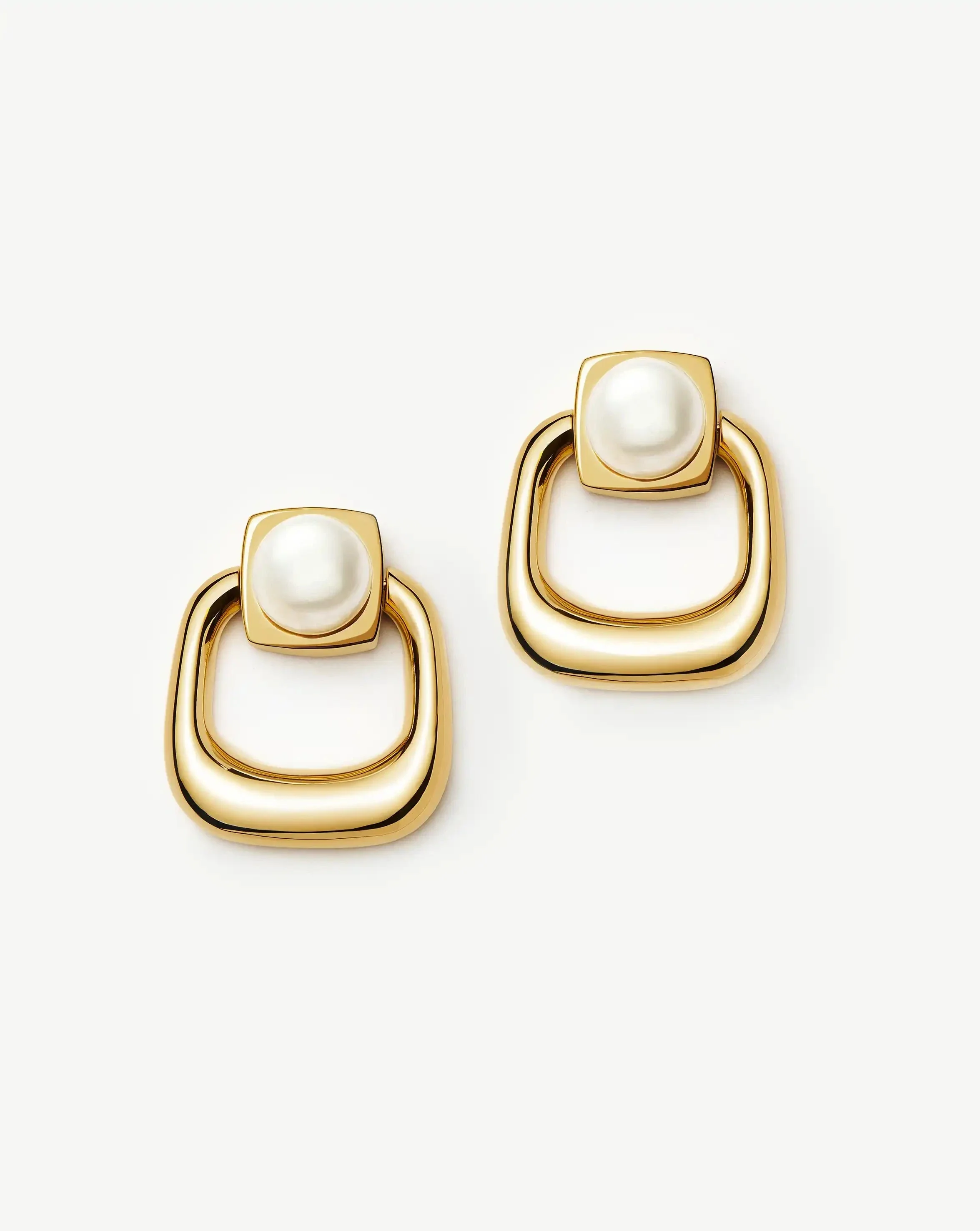 Button Pearl Statement Stud Earrings  | 18ct Gold Plated/Pearl