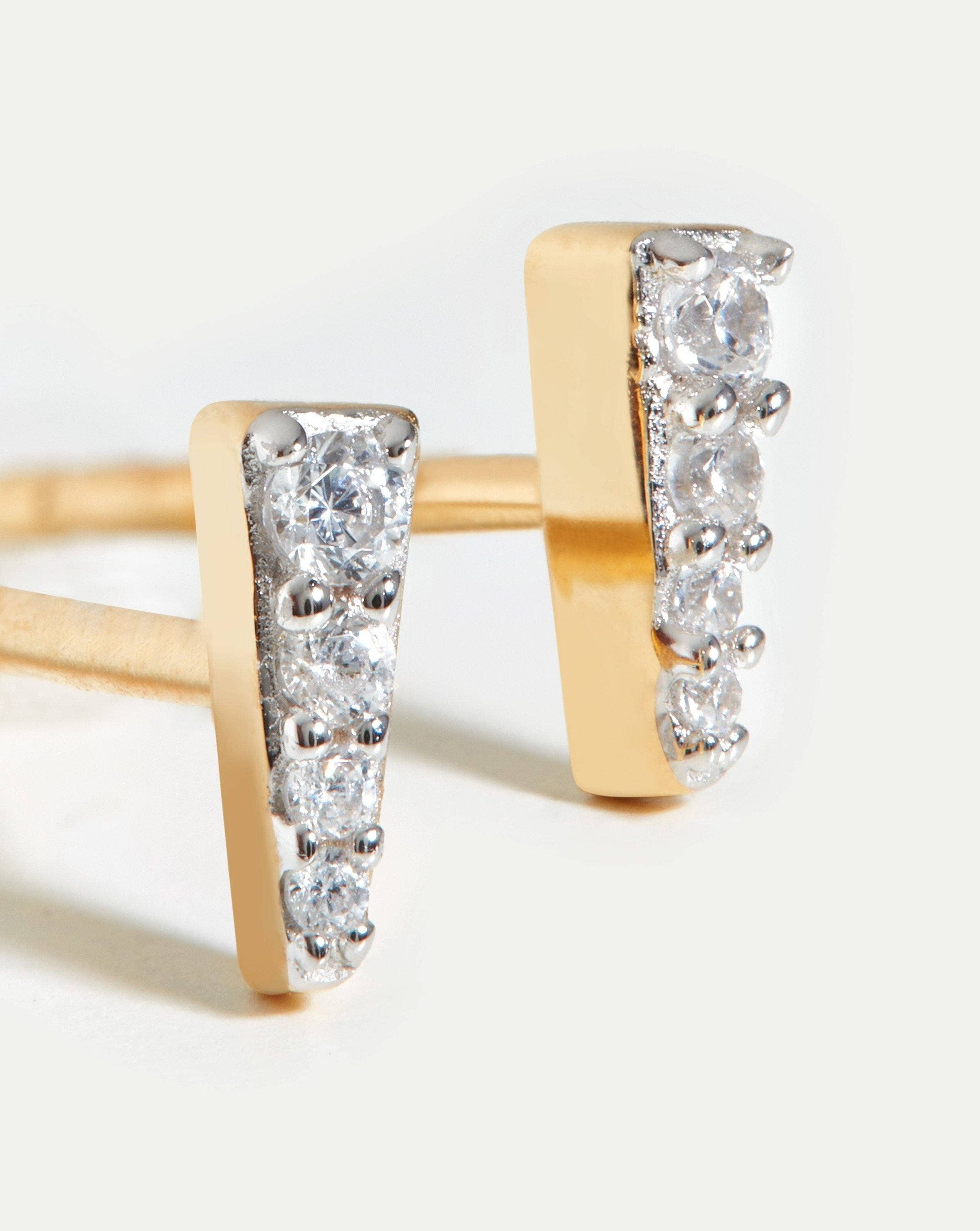 Celestial Pave Spike Stud Earrings | Gold/Cubic Zirconia - Image 4