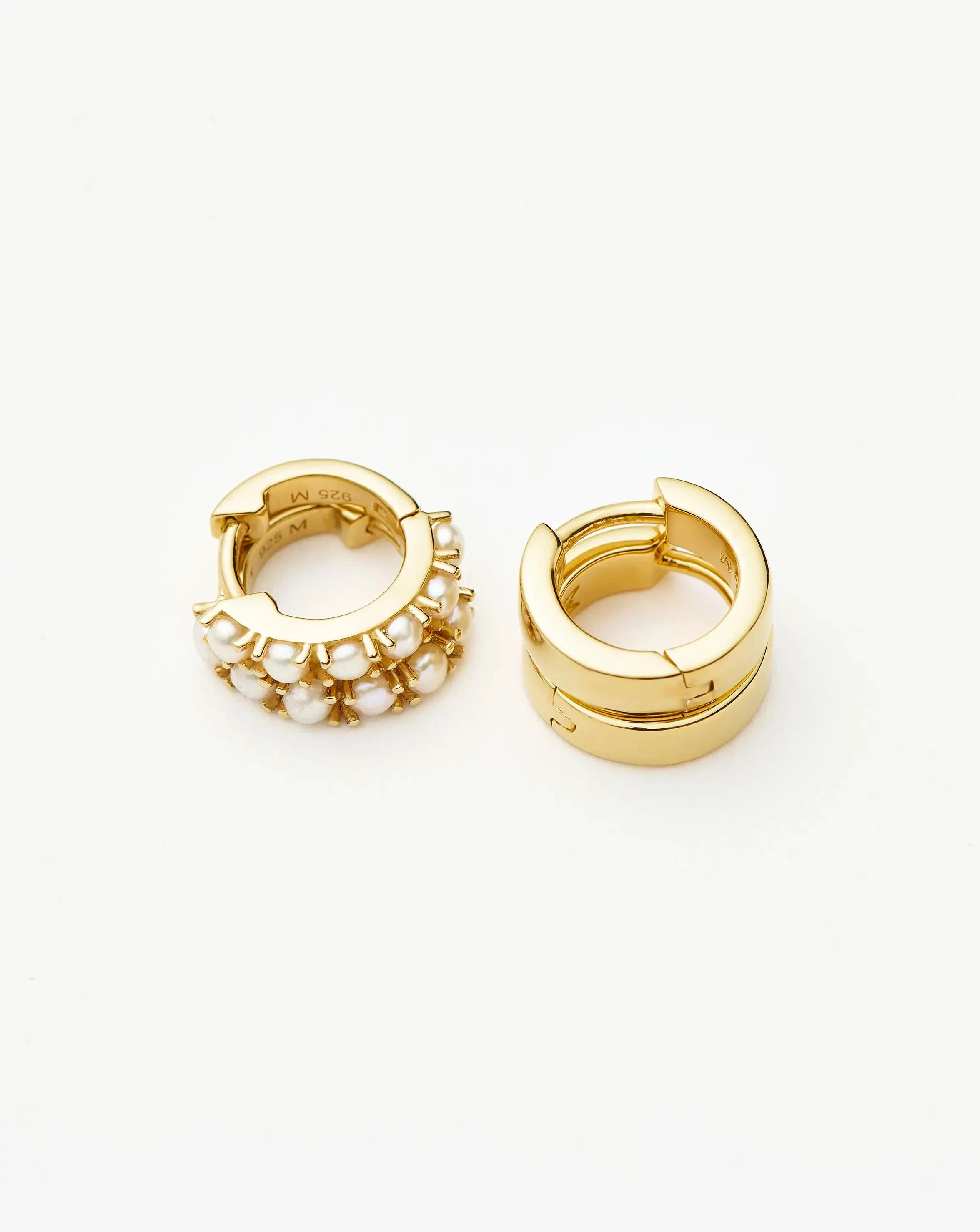 Chubby & Gemstone Huggies Set | 18ct Gold Plated Vermeil / Pearl - Image 5