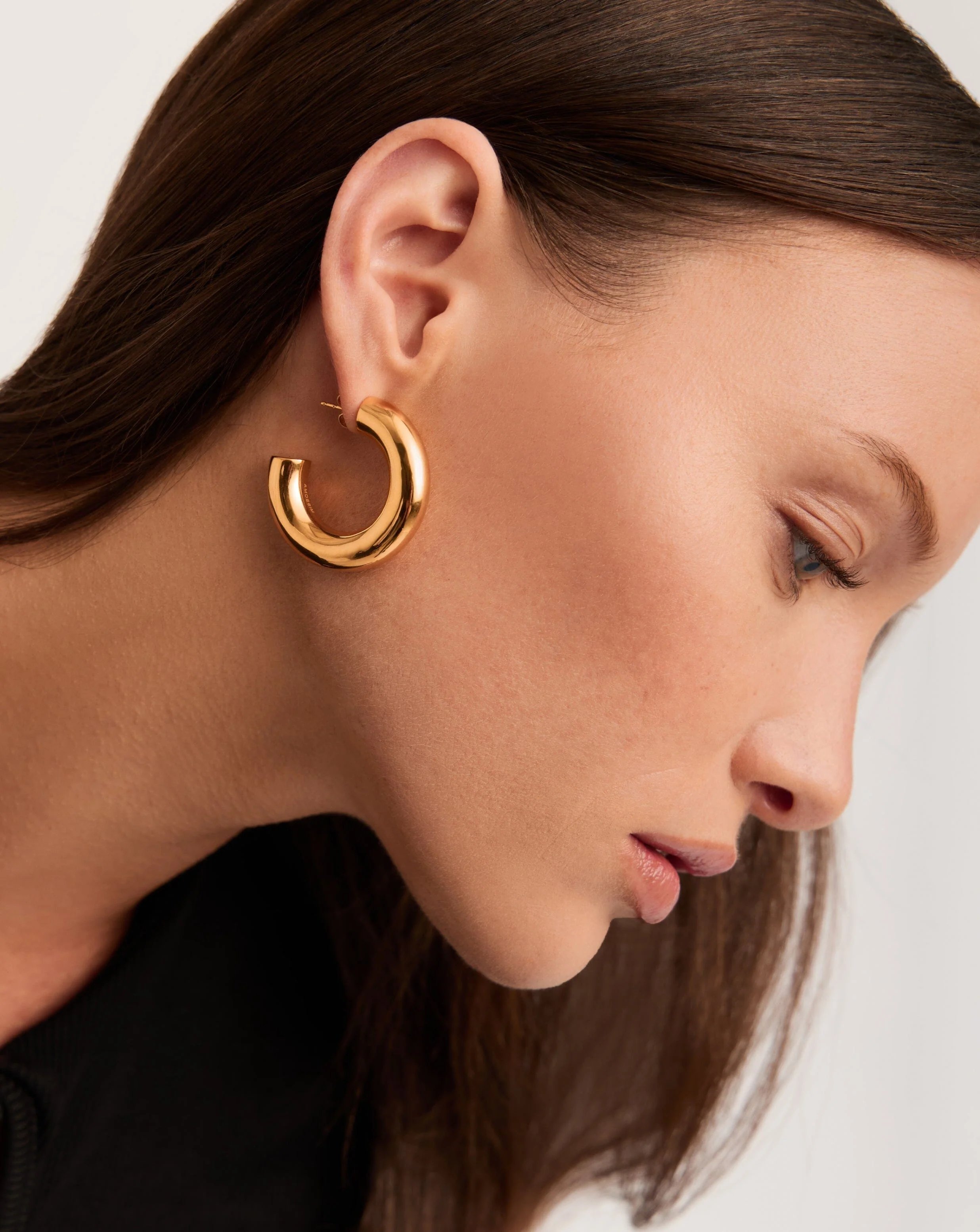 Chubby Large Hoop Earrings | 18ct Gold Plated - Image 2
