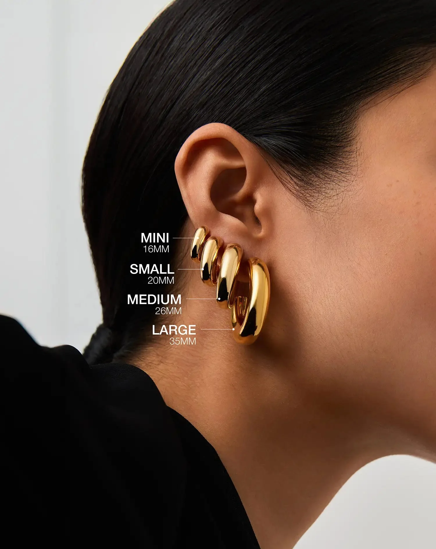Chubby Large Hoop Earrings | 18ct Gold Plated - Image 3