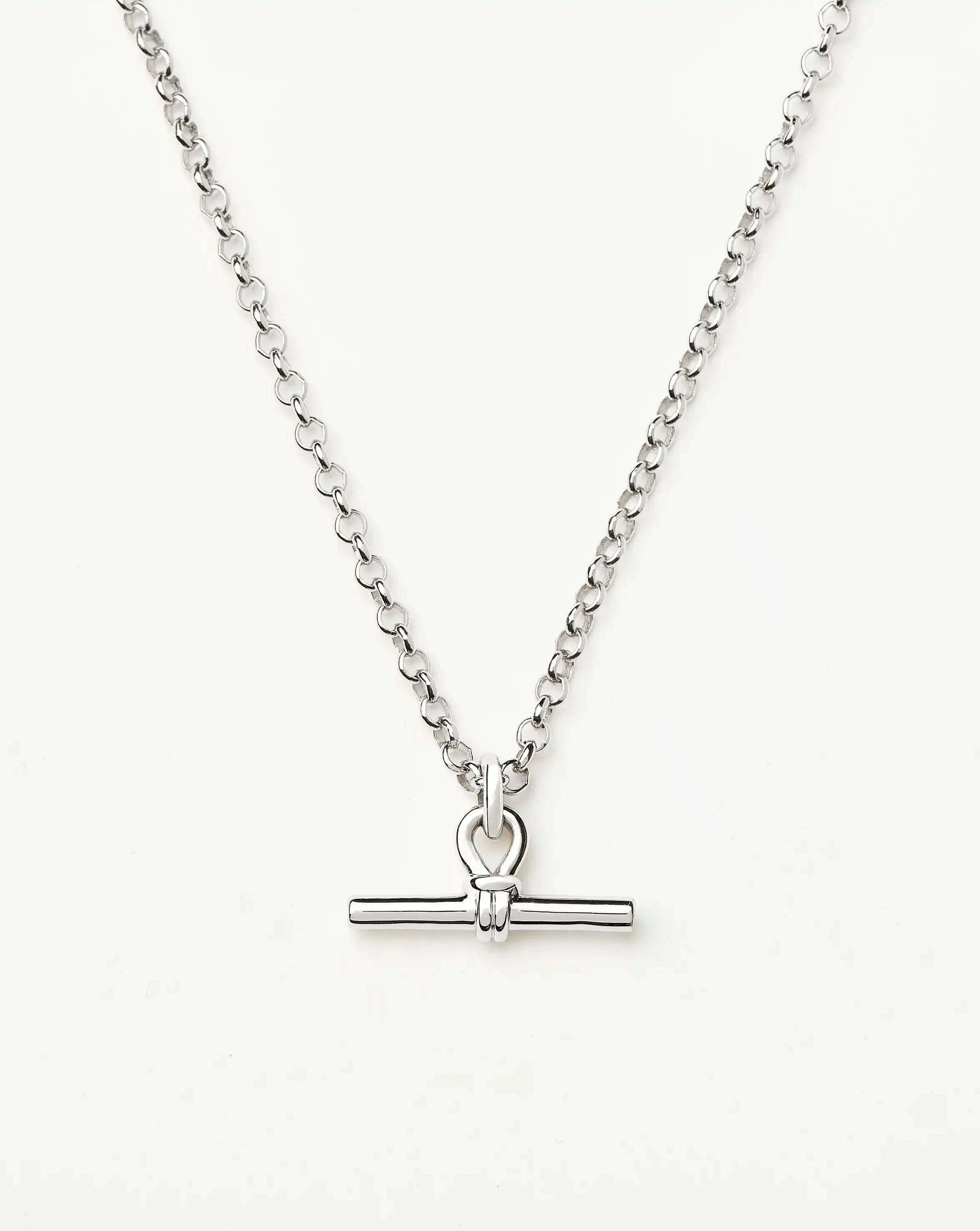 Chunky T-Bar Chain Necklace | Silver Plated