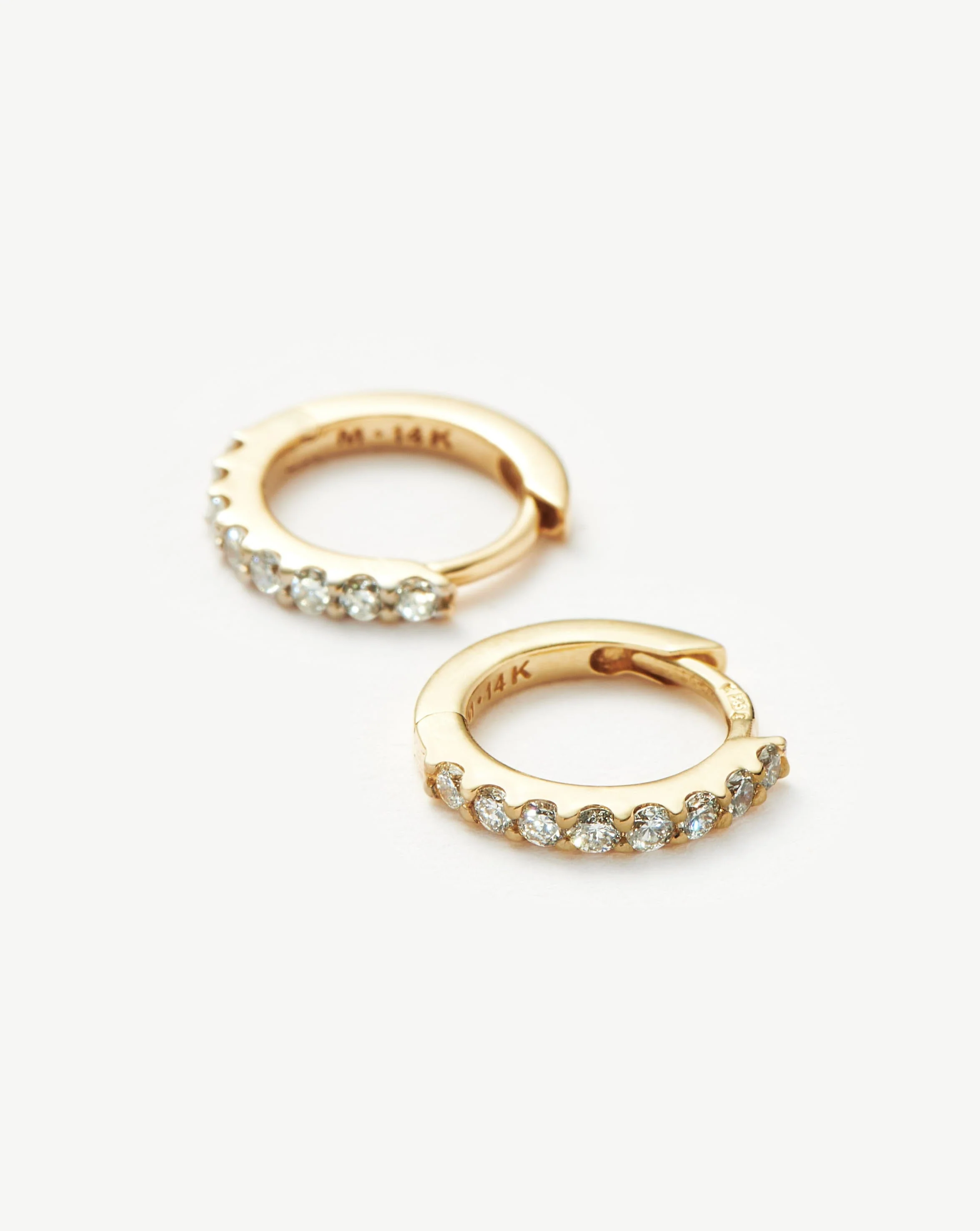 Solid Gold Classic Diamond Huggies | 14ct Solid Gold/Diamond - Image 4