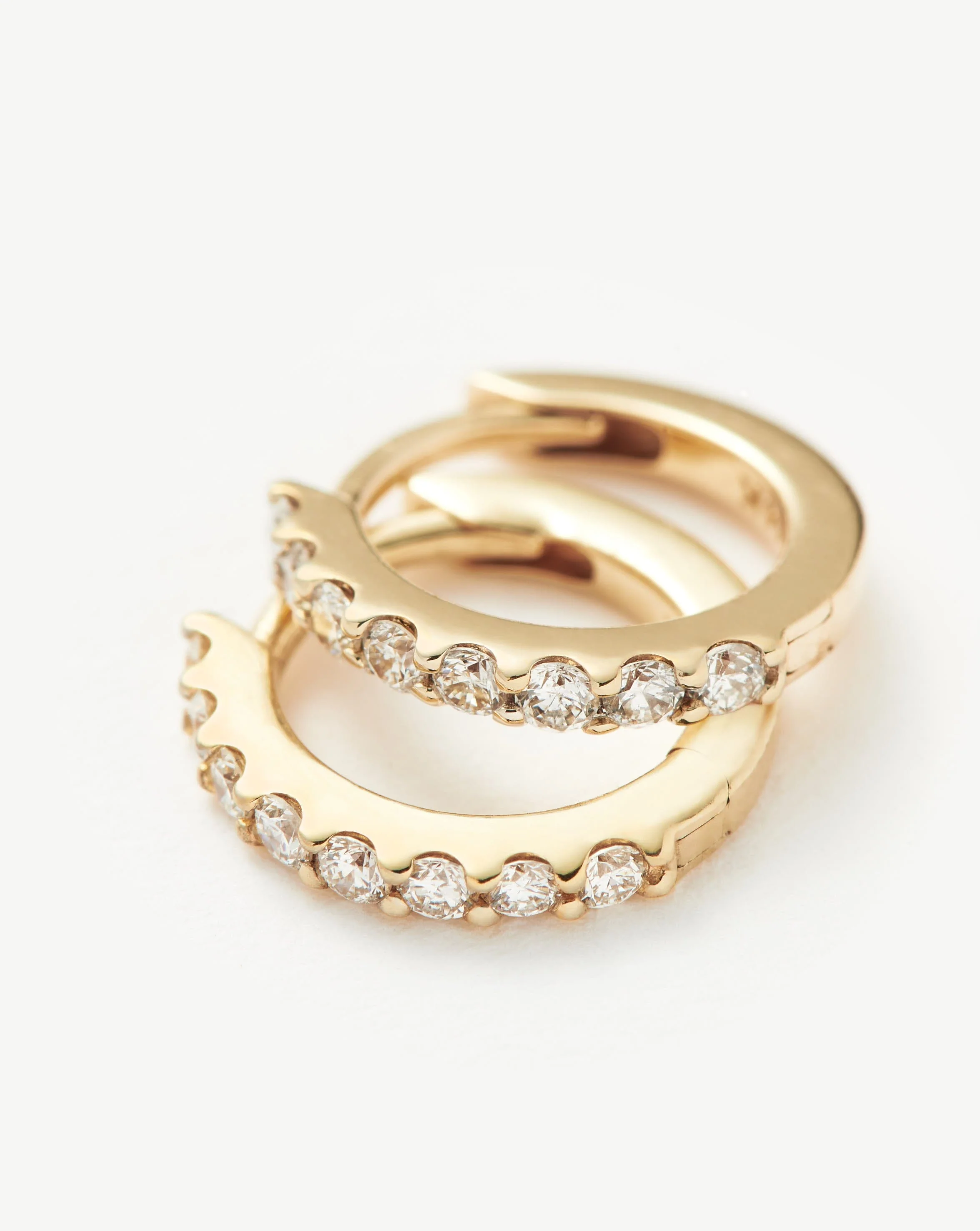 Solid Gold Classic Diamond Huggies | 14ct Solid Gold/Diamond - Image 5