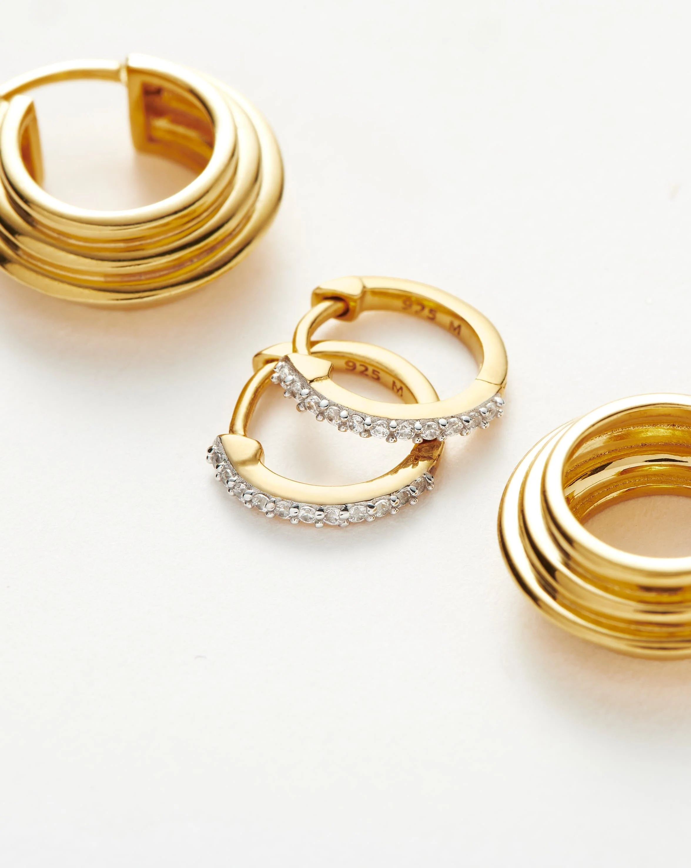 Classic Ridge Mini Hoop Earring Set | 18ct Gold Vermeil - Image 4