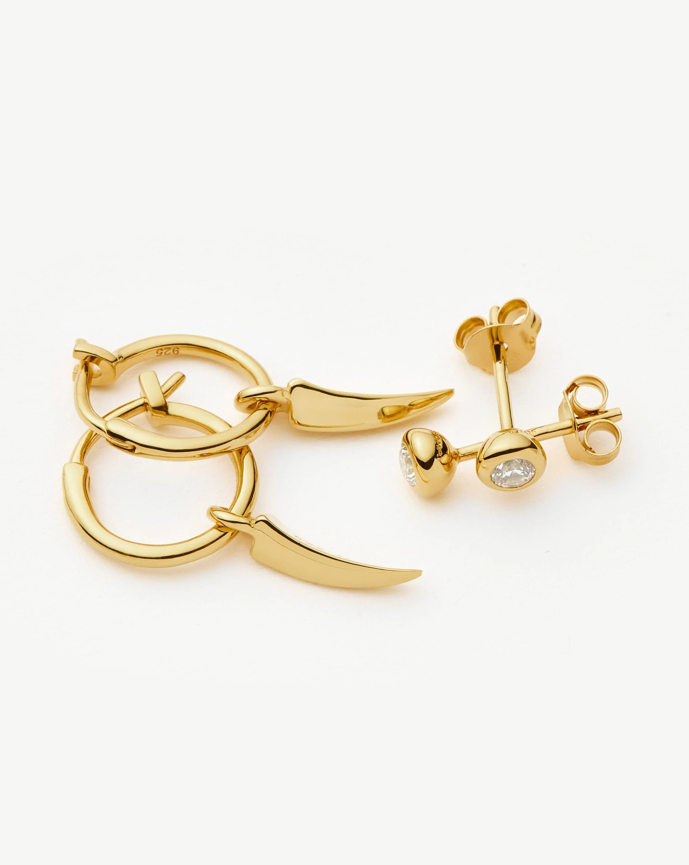 Claw Hoop & Stud Earring Set | 18ct Gold Vermeil - Image 5