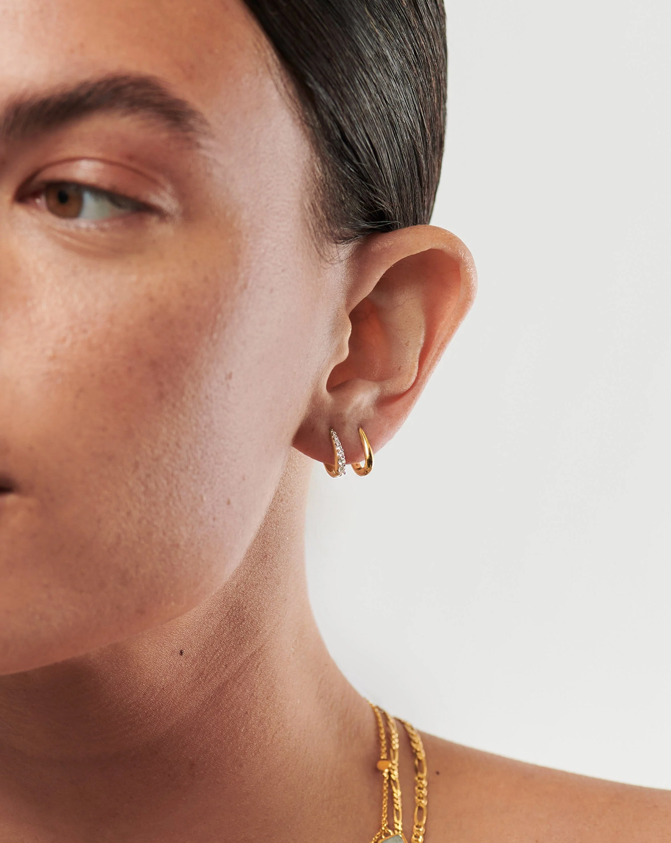 Claw Pave Huggies Earring Set | Gold/Cubic Zirconia - Image 3