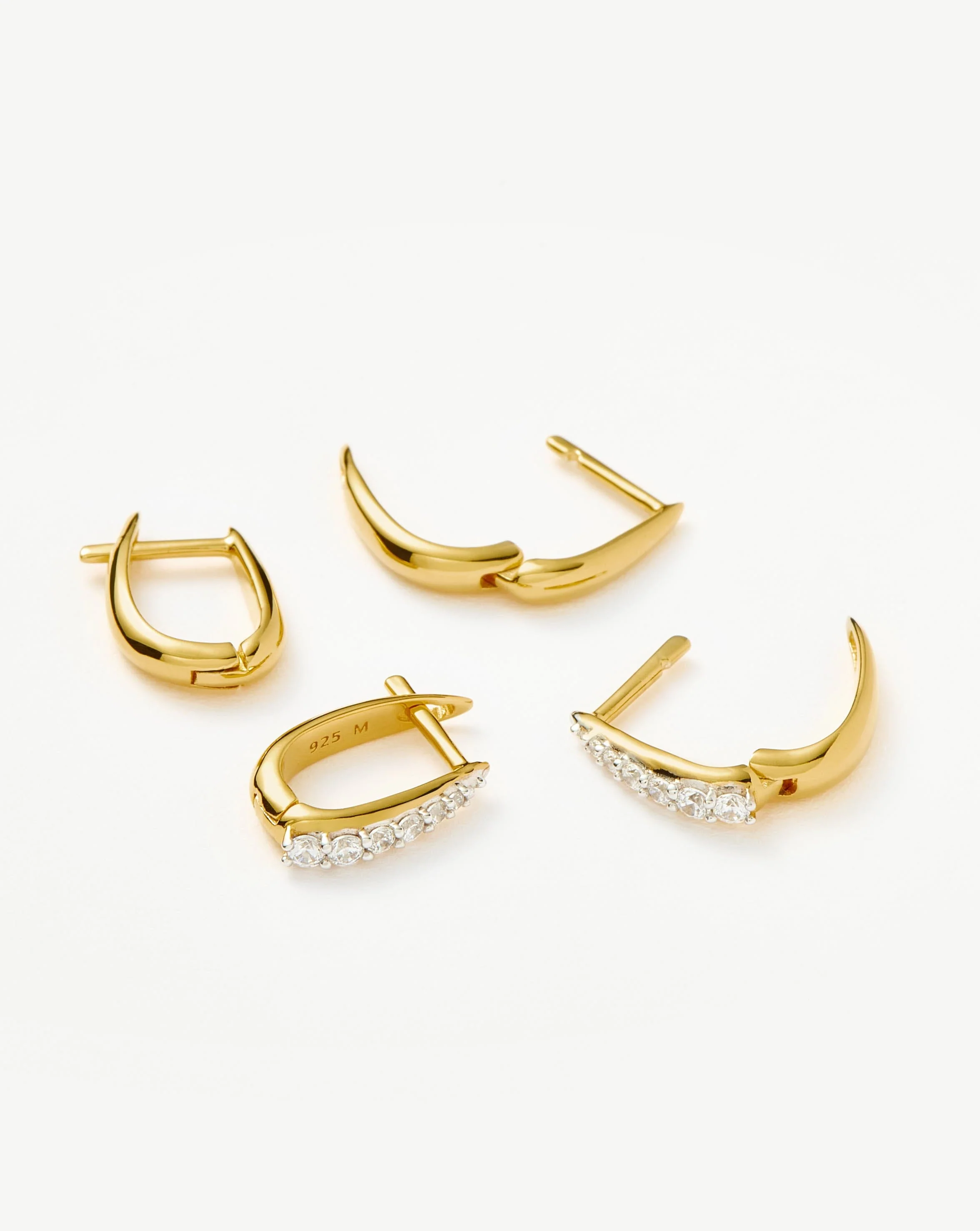 Claw Pave Huggies Earring Set | Gold/Cubic Zirconia - Image 4