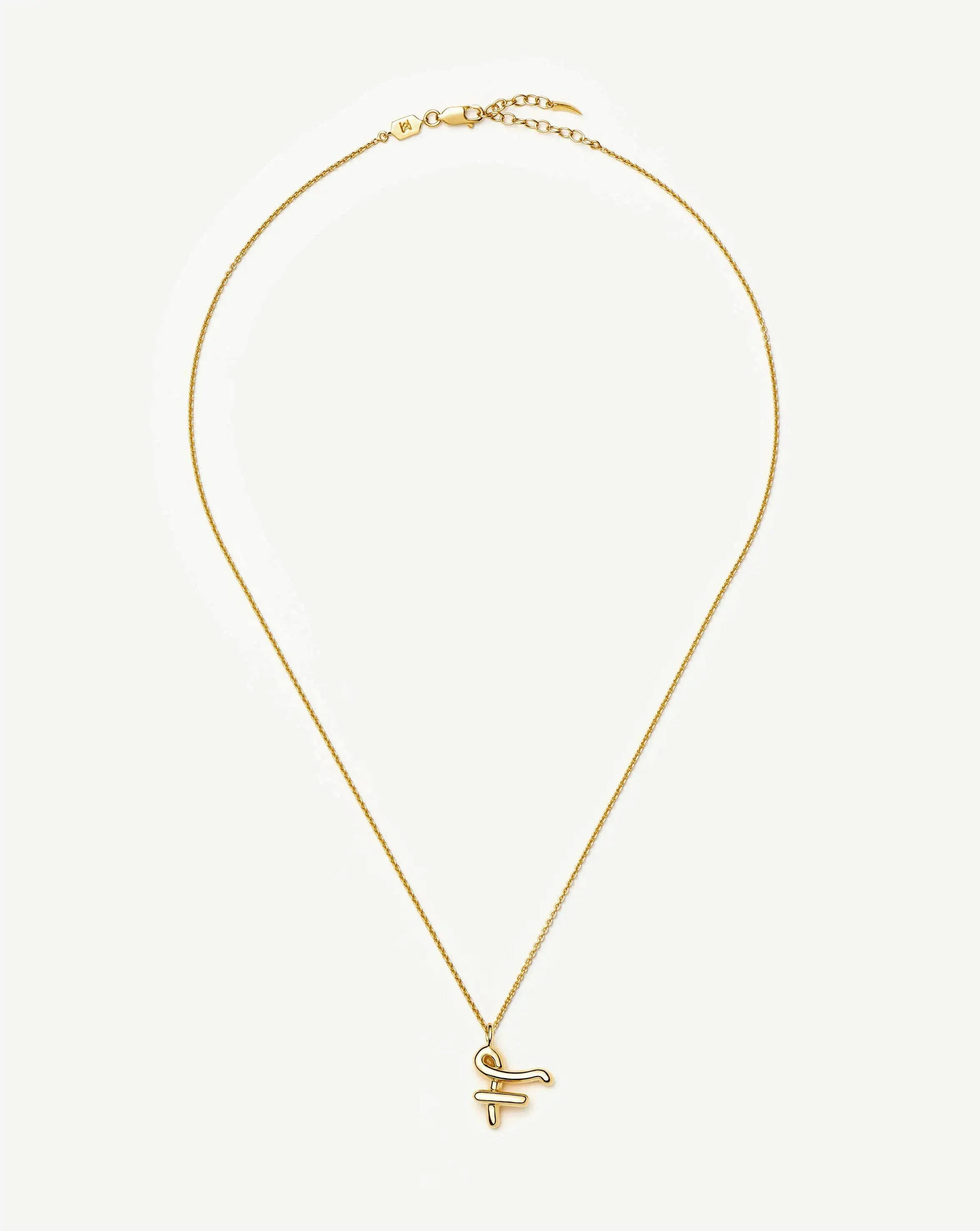 Curly Molten Initial Pendant Necklace - F | 18ct Gold Vermeil - Image 4
