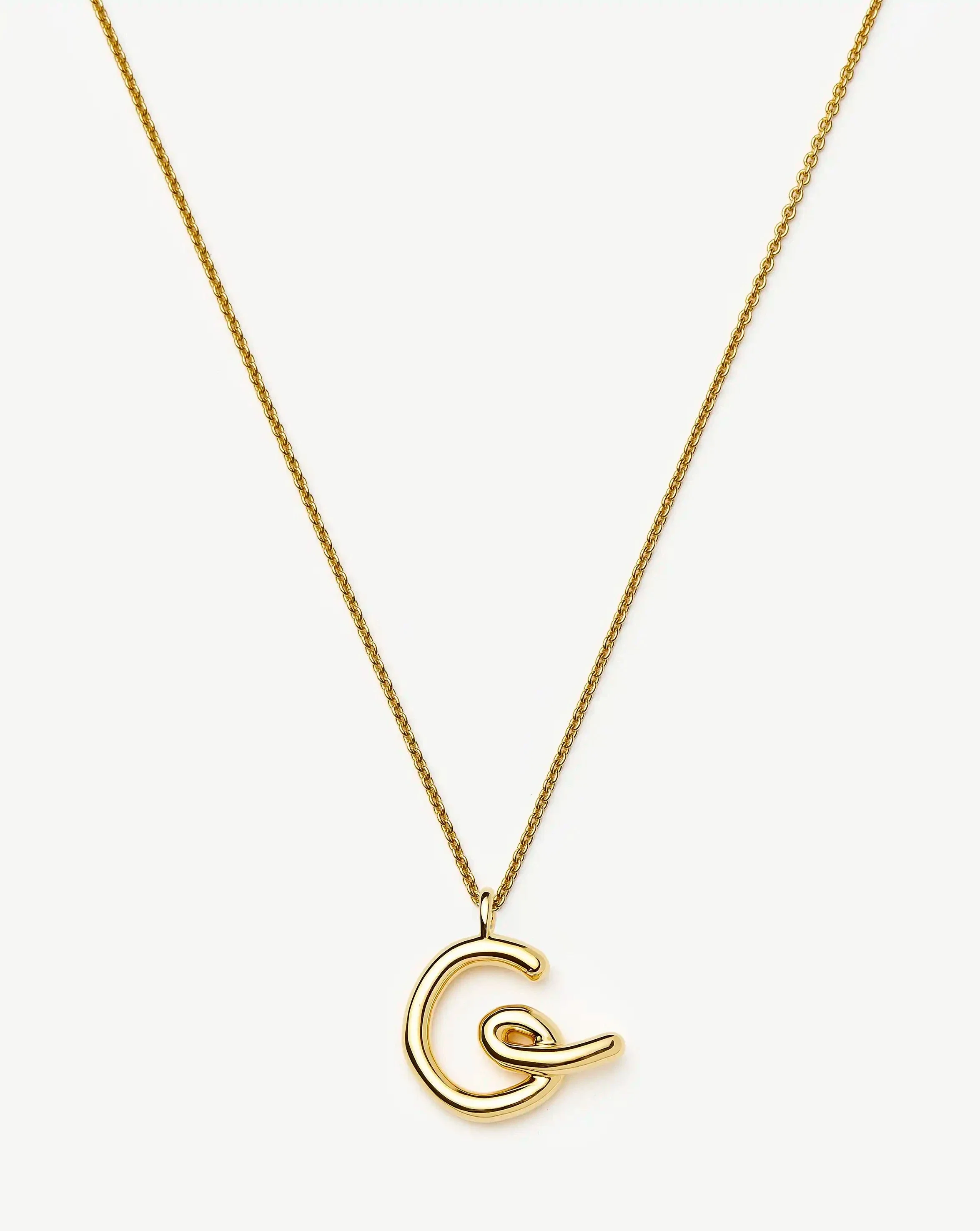 Curly Molten Initial Pendant Necklace - G | 18ct Gold Vermeil