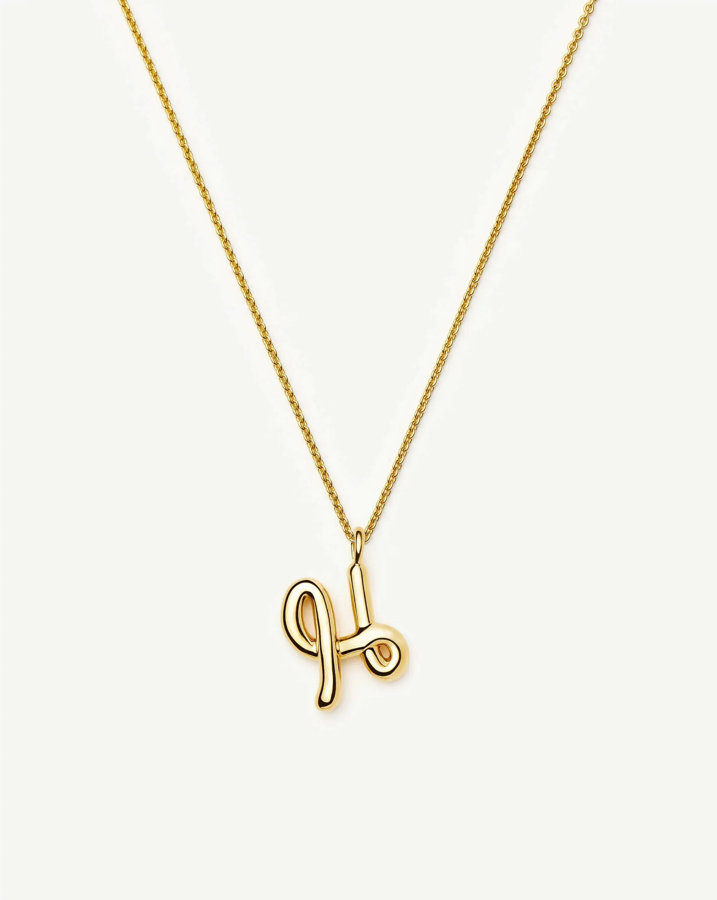 Curly Molten Initial Pendant Necklace - H | 18ct Gold Vermeil