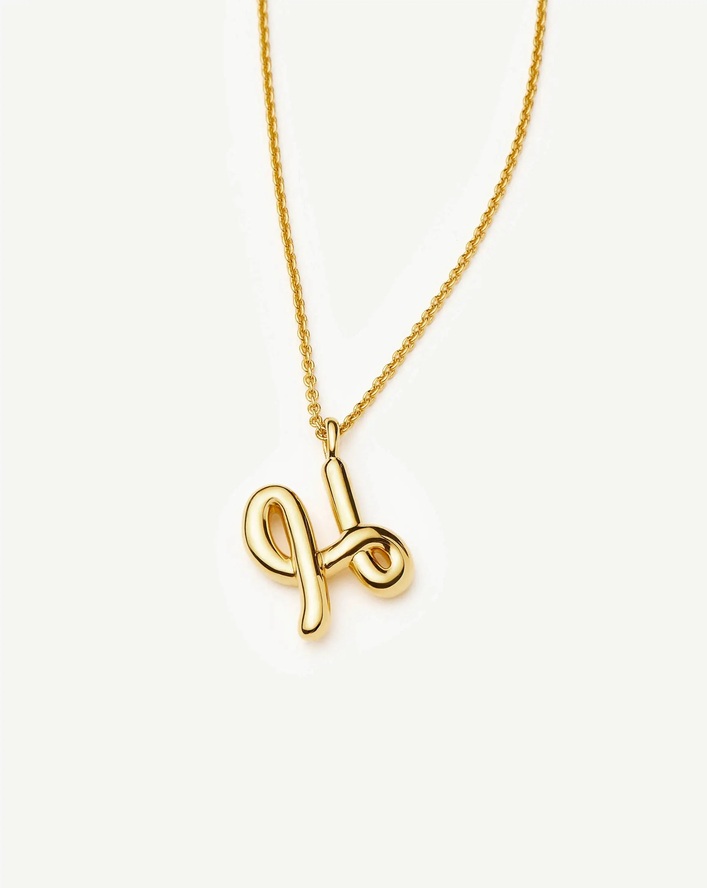 Curly Molten Initial Pendant Necklace - H | 18ct Gold Vermeil - Image 4