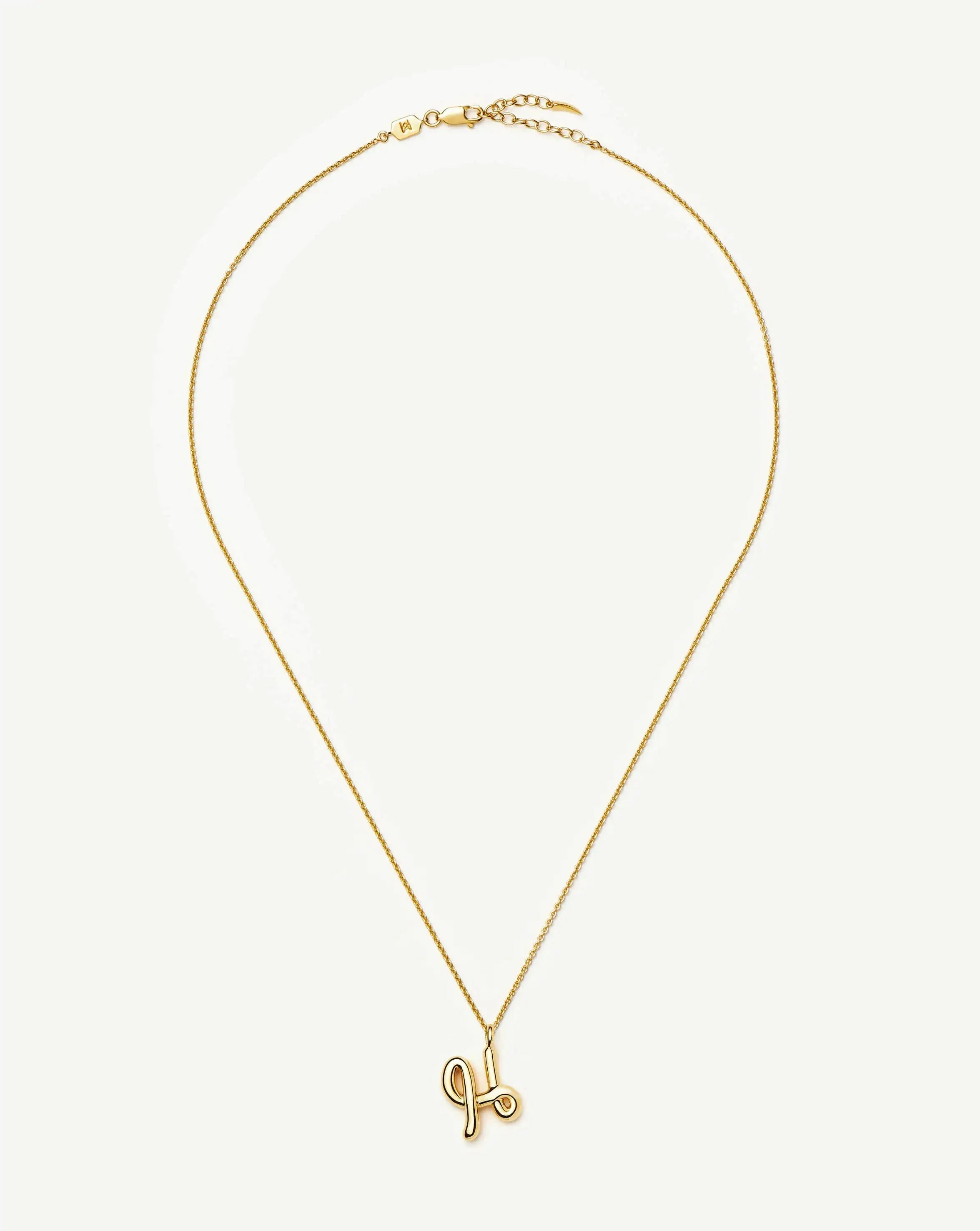 Curly Molten Initial Pendant Necklace - H | 18ct Gold Vermeil - Image 5