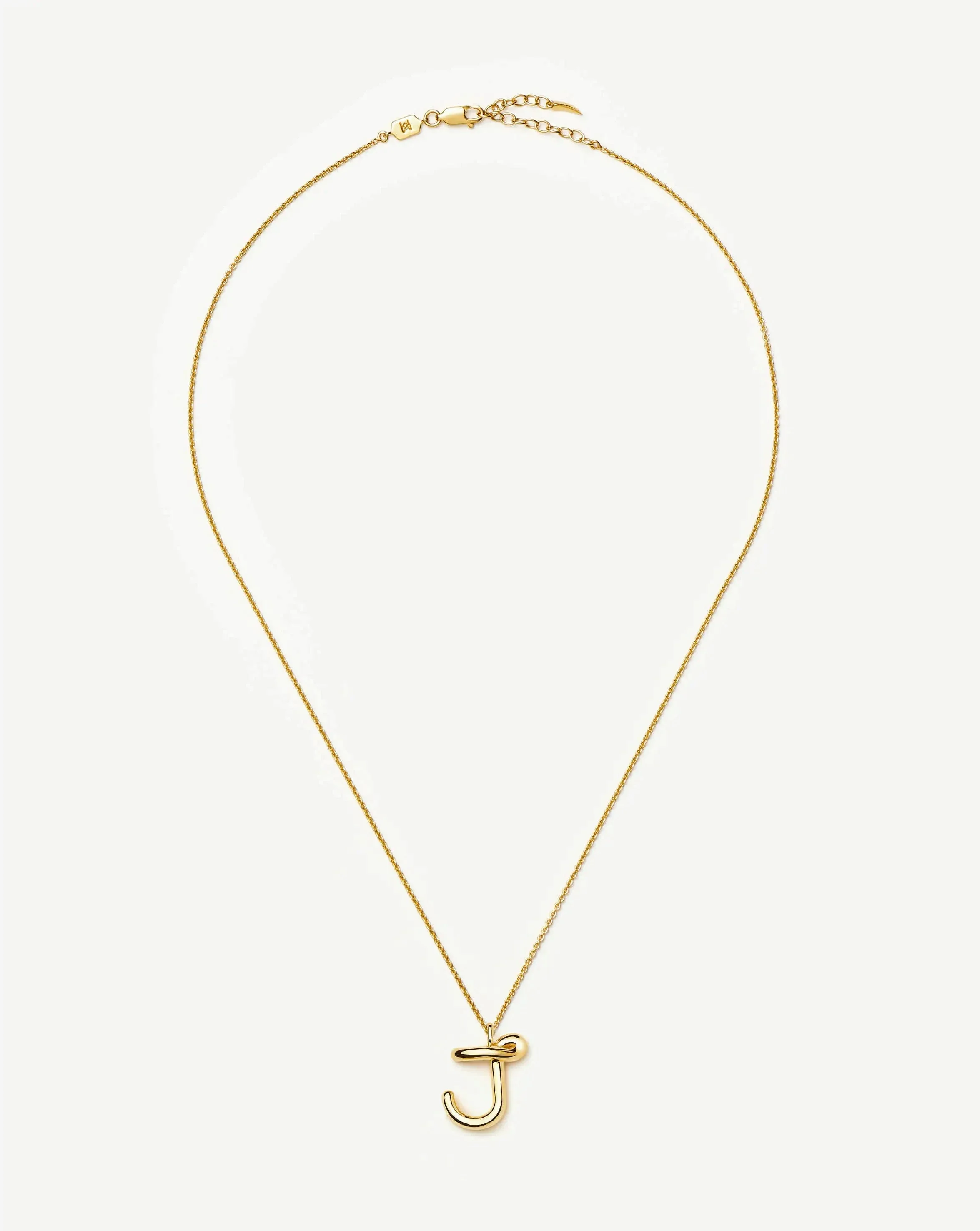 Curly Molten Initial Pendant Necklace - J | 18ct Gold Vermeil - Image 5