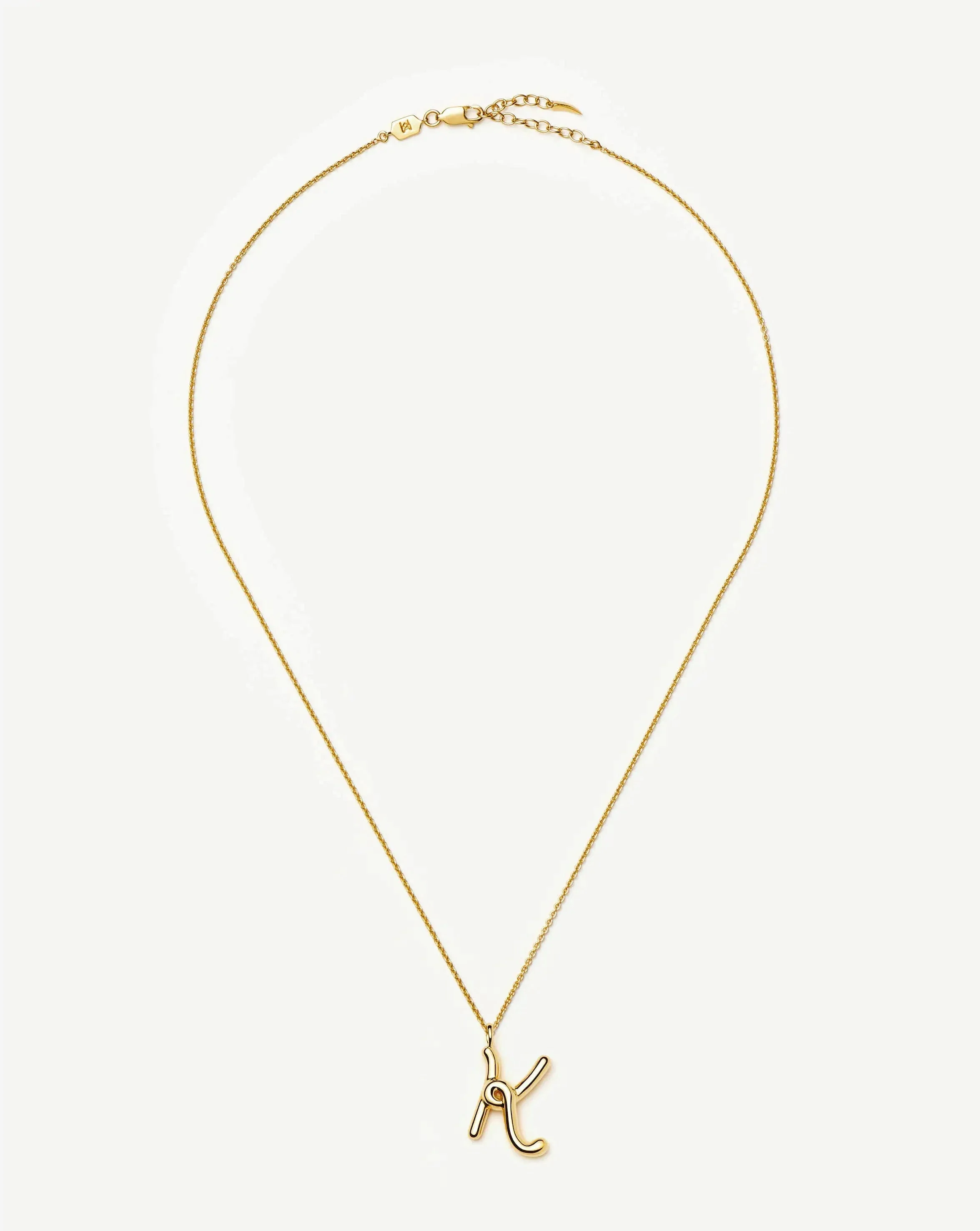 Curly Molten Initial Pendant Necklace - K | 18ct Gold Vermeil - Image 3
