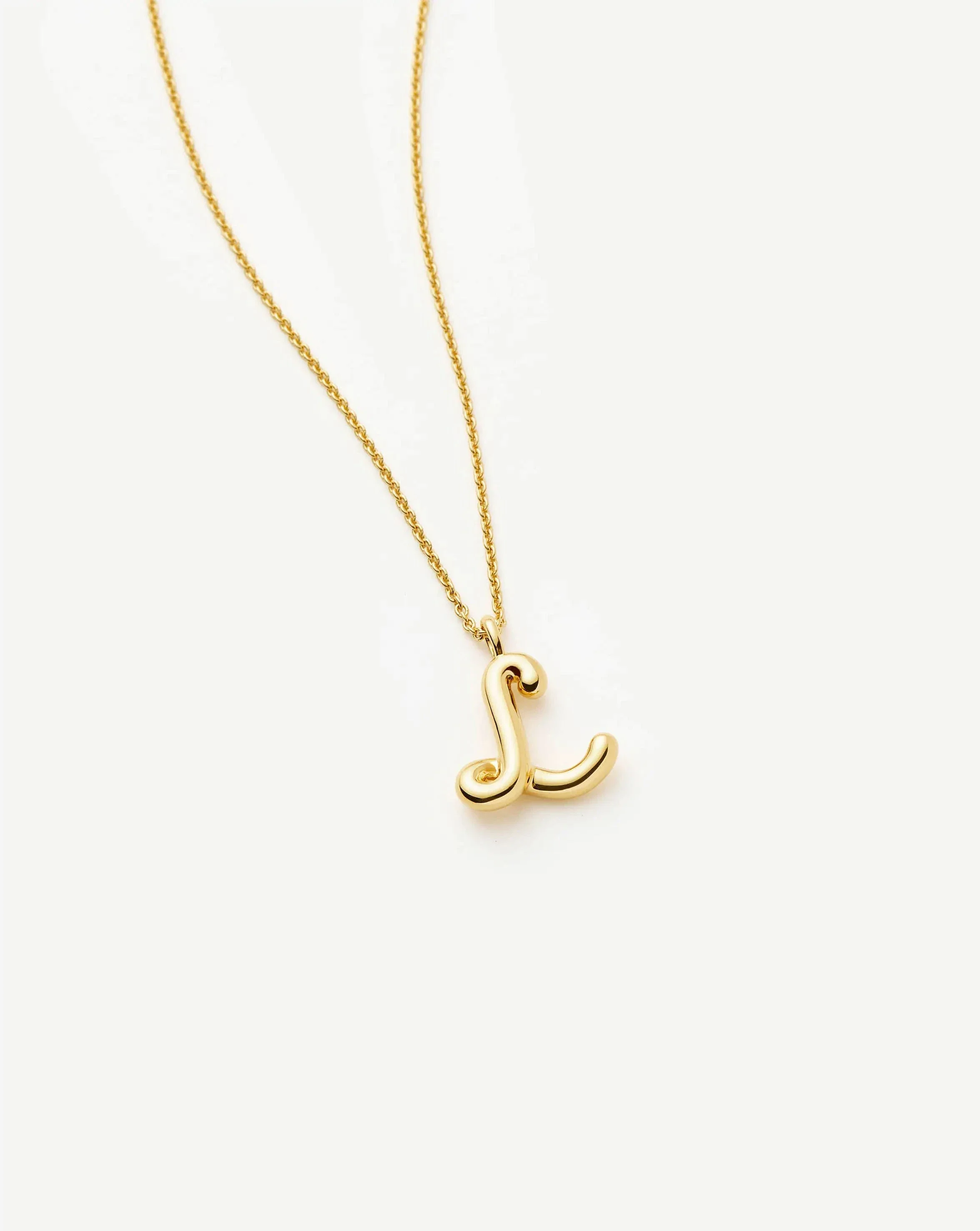 Curly Molten Initial Pendant Necklace - L | 18ct Gold Vermeil - Image 4