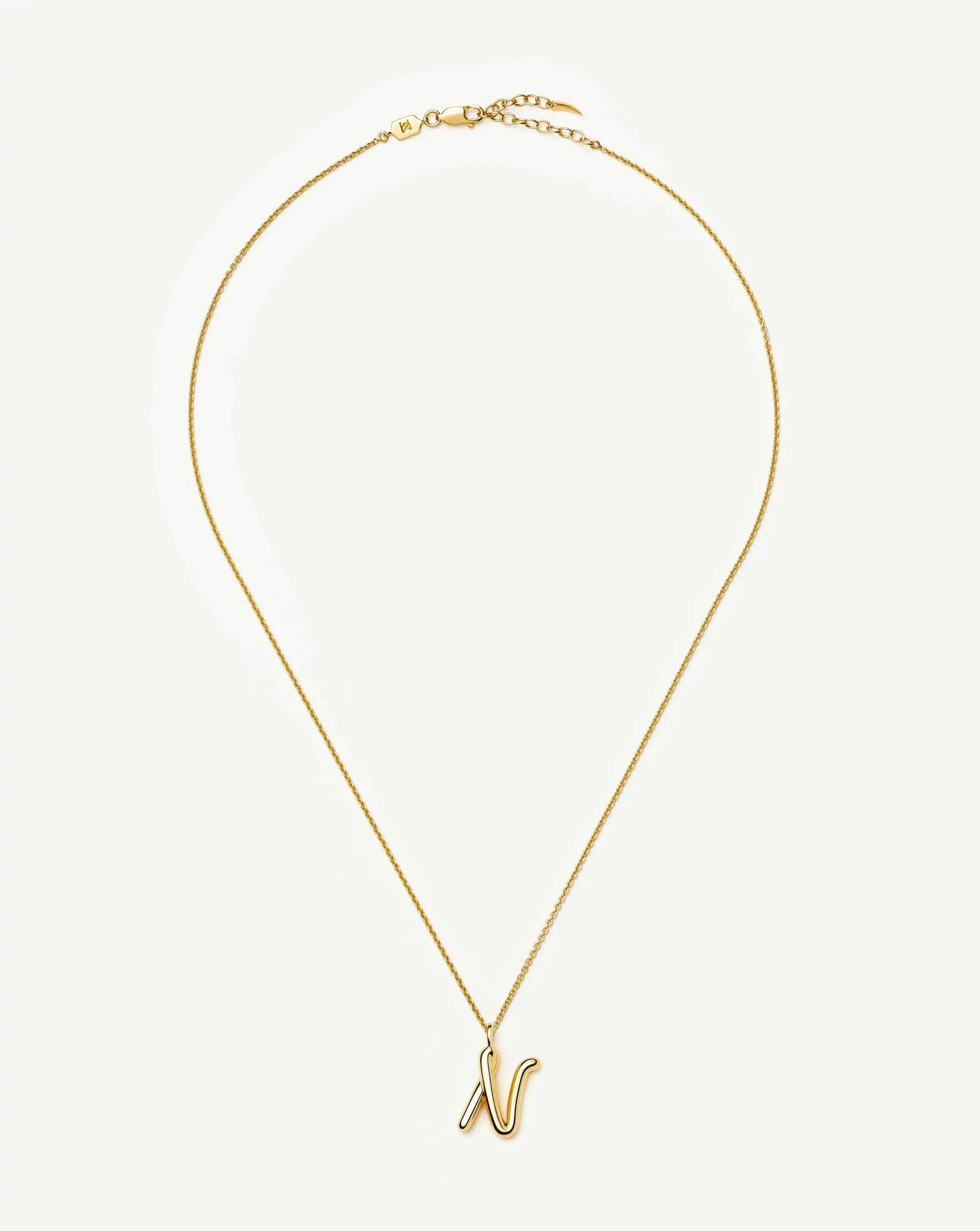 Curly Molten Initial Pendant Necklace - N | 18ct Gold Vermeil - Image 3