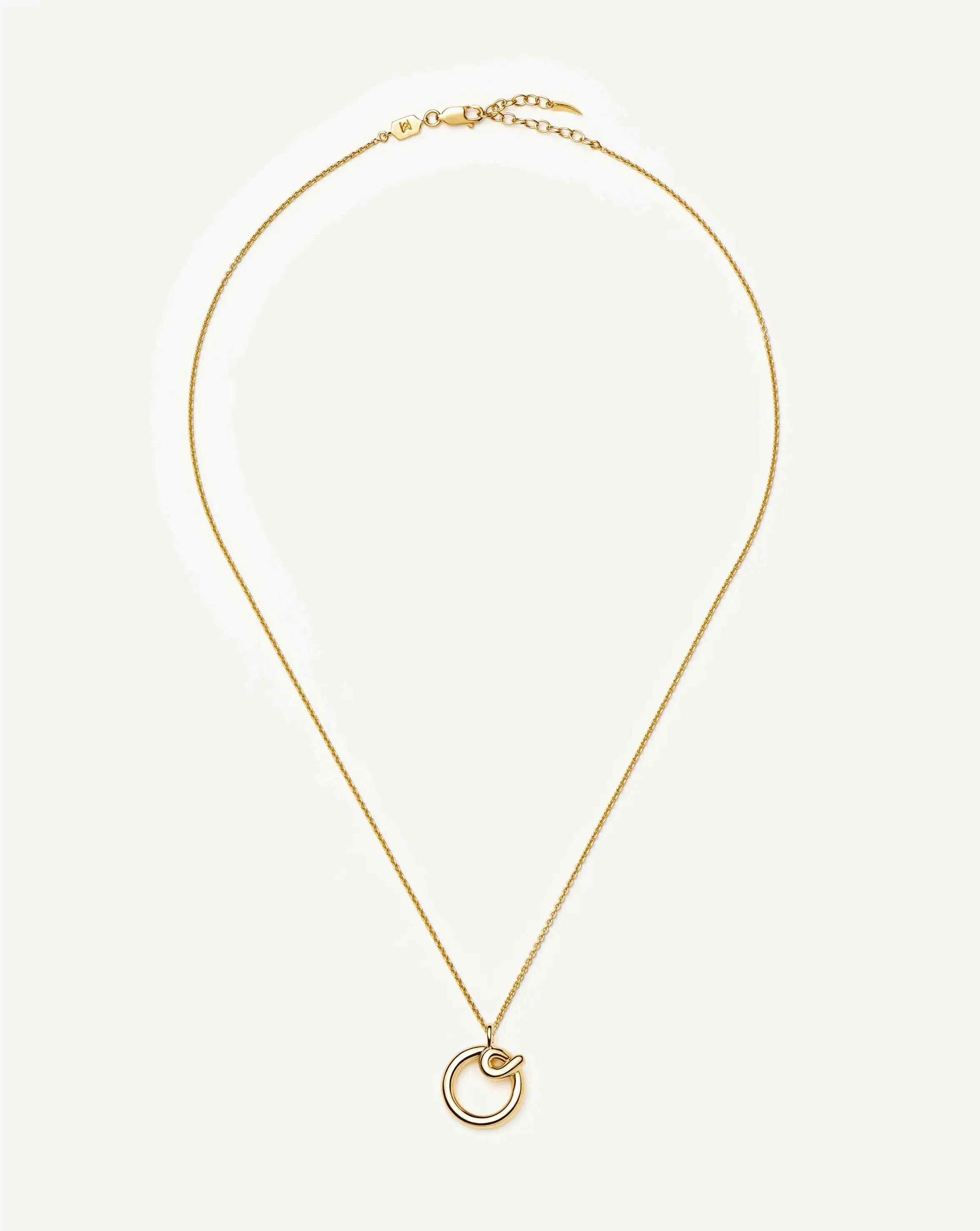 Curly Molten Initial Pendant Necklace - O | 18ct Gold Vermeil - Image 3