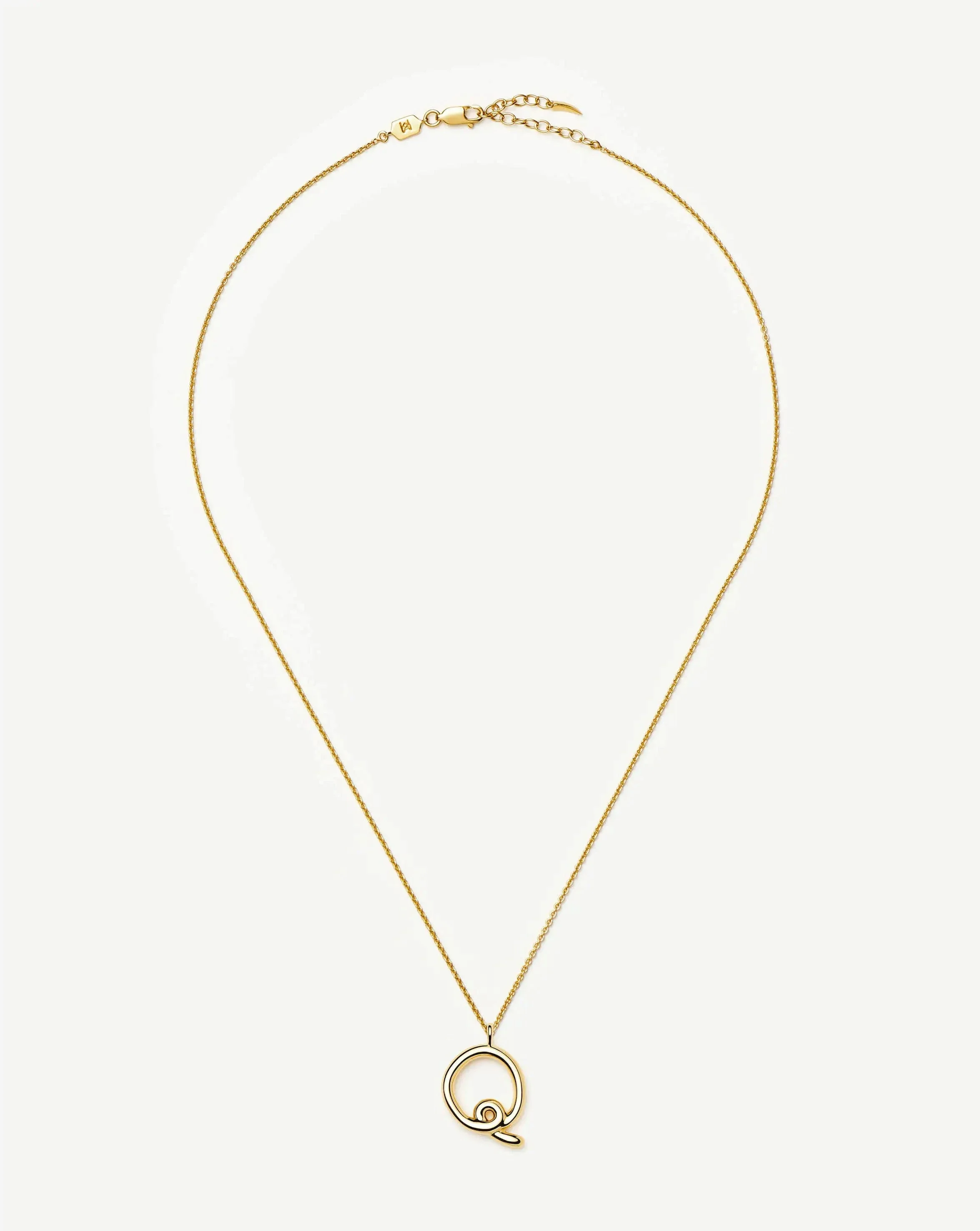 Curly Molten Initial Pendant Necklace - Q | 18ct Gold Vermeil - Image 3