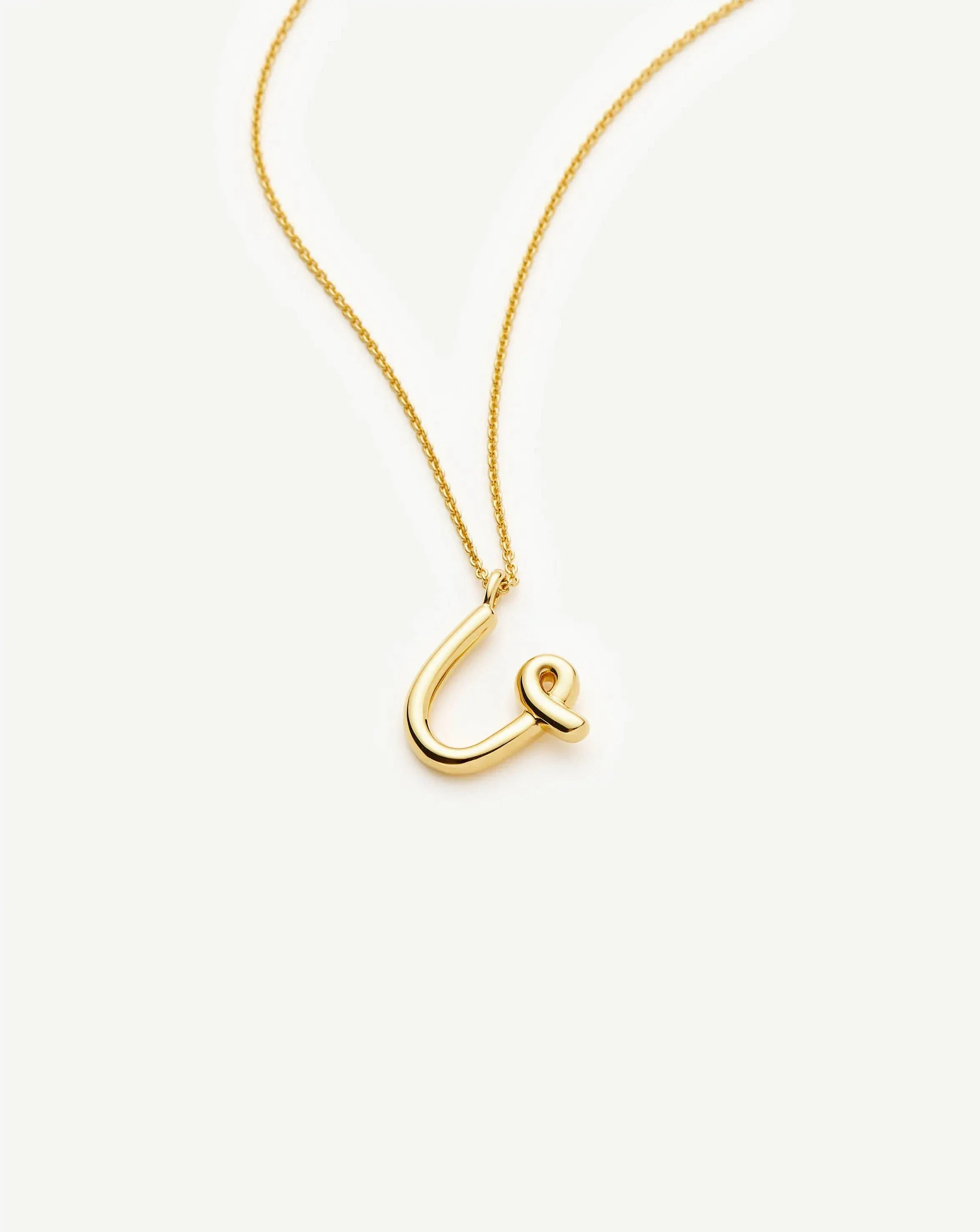 Curly Molten Initial Pendant Necklace - U | 18ct Gold Vermeil - Image 2