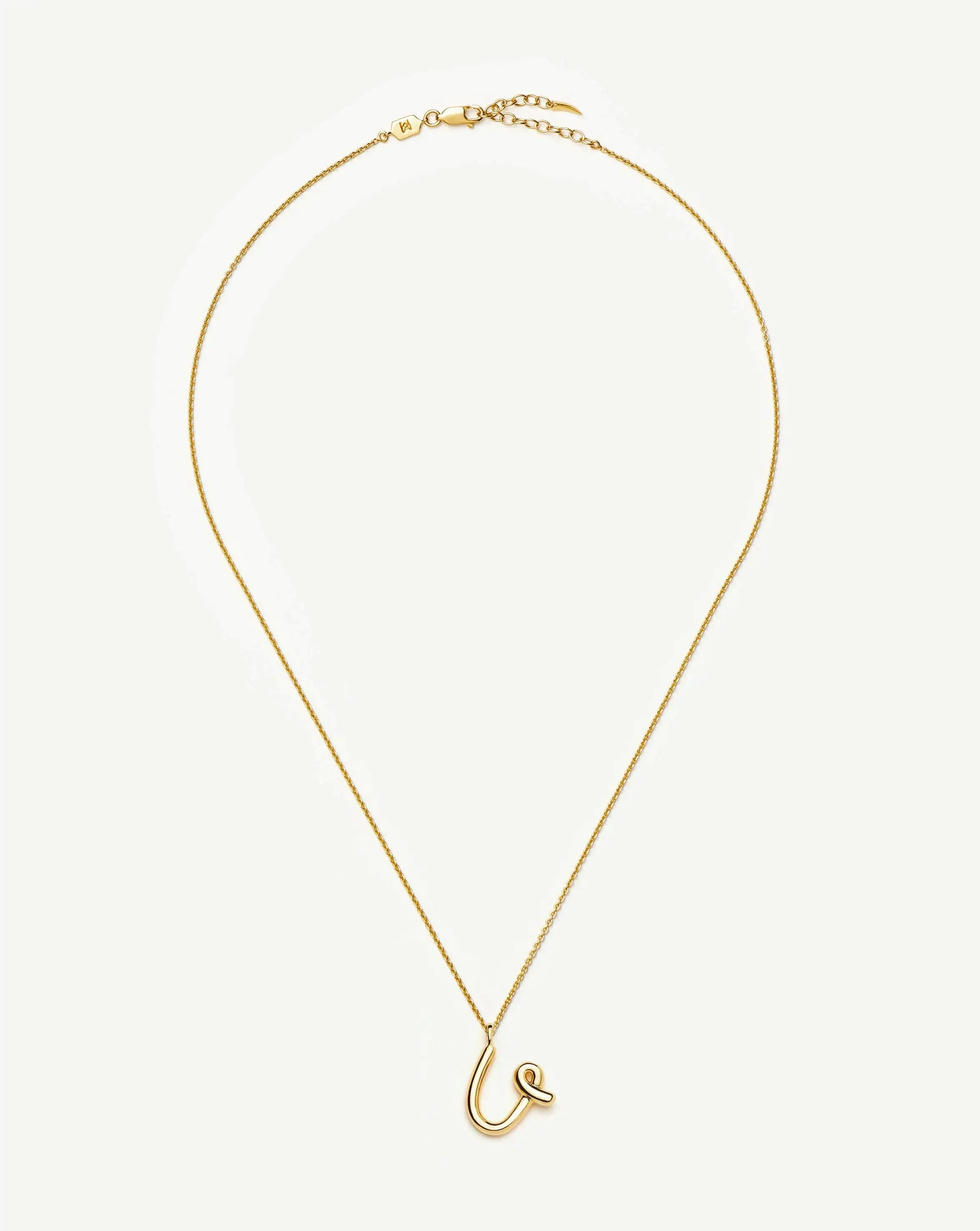 Curly Molten Initial Pendant Necklace - U | 18ct Gold Vermeil - Image 3