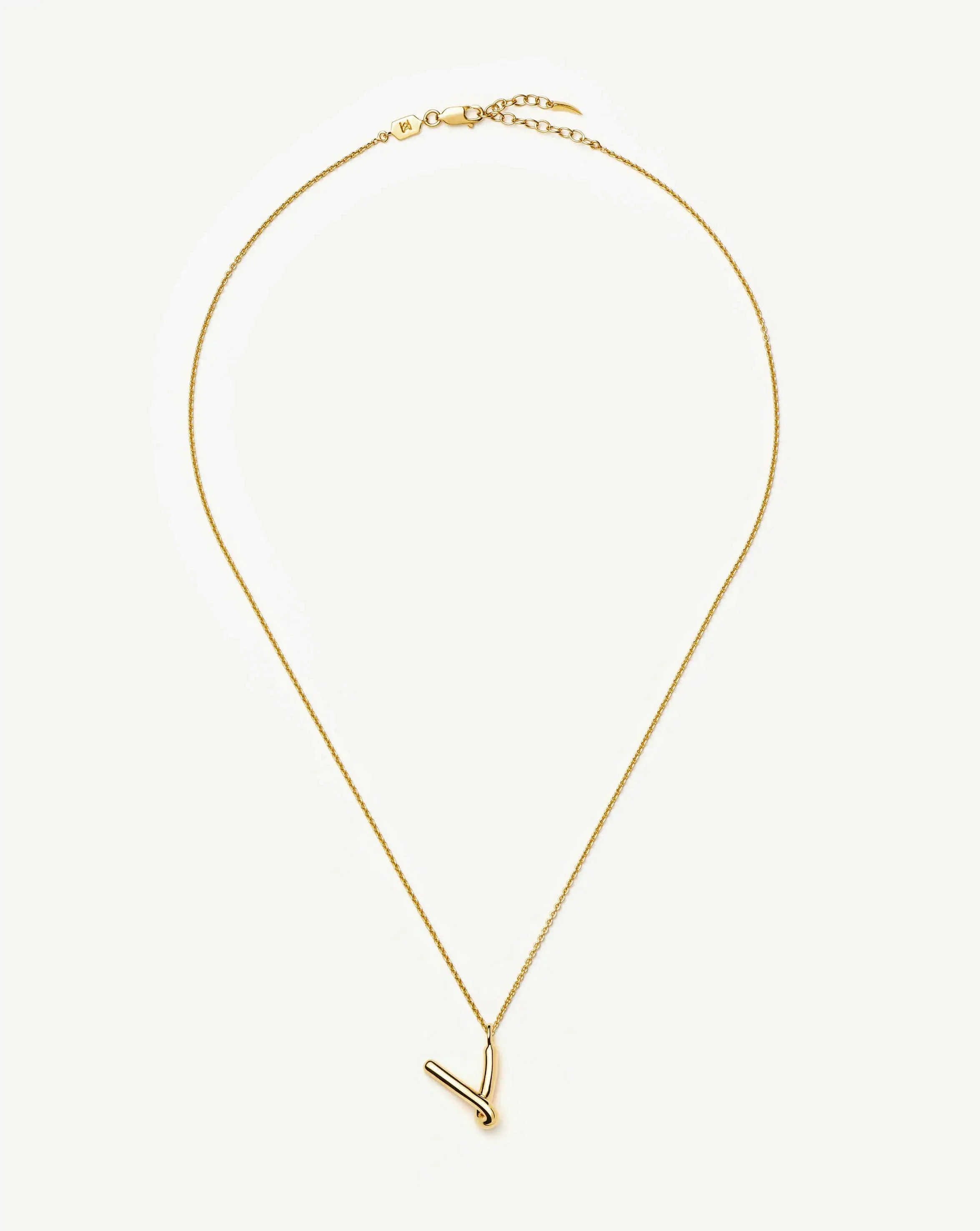 Curly Molten Initial Pendant Necklace - V | 18ct Gold Vermeil - Image 3