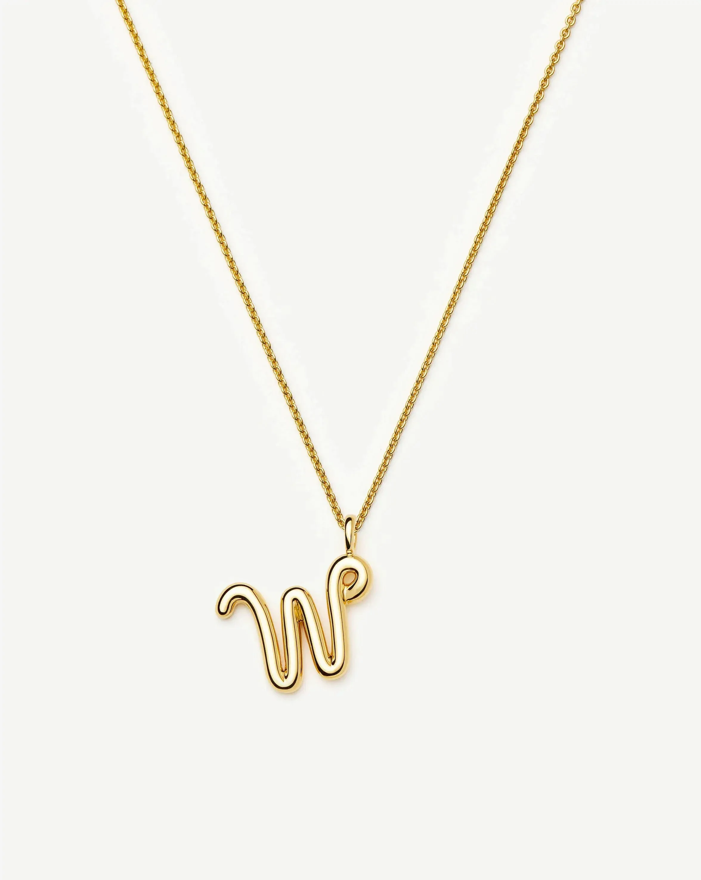 Curly Molten Initial Pendant Necklace - W | 18ct Gold Vermeil
