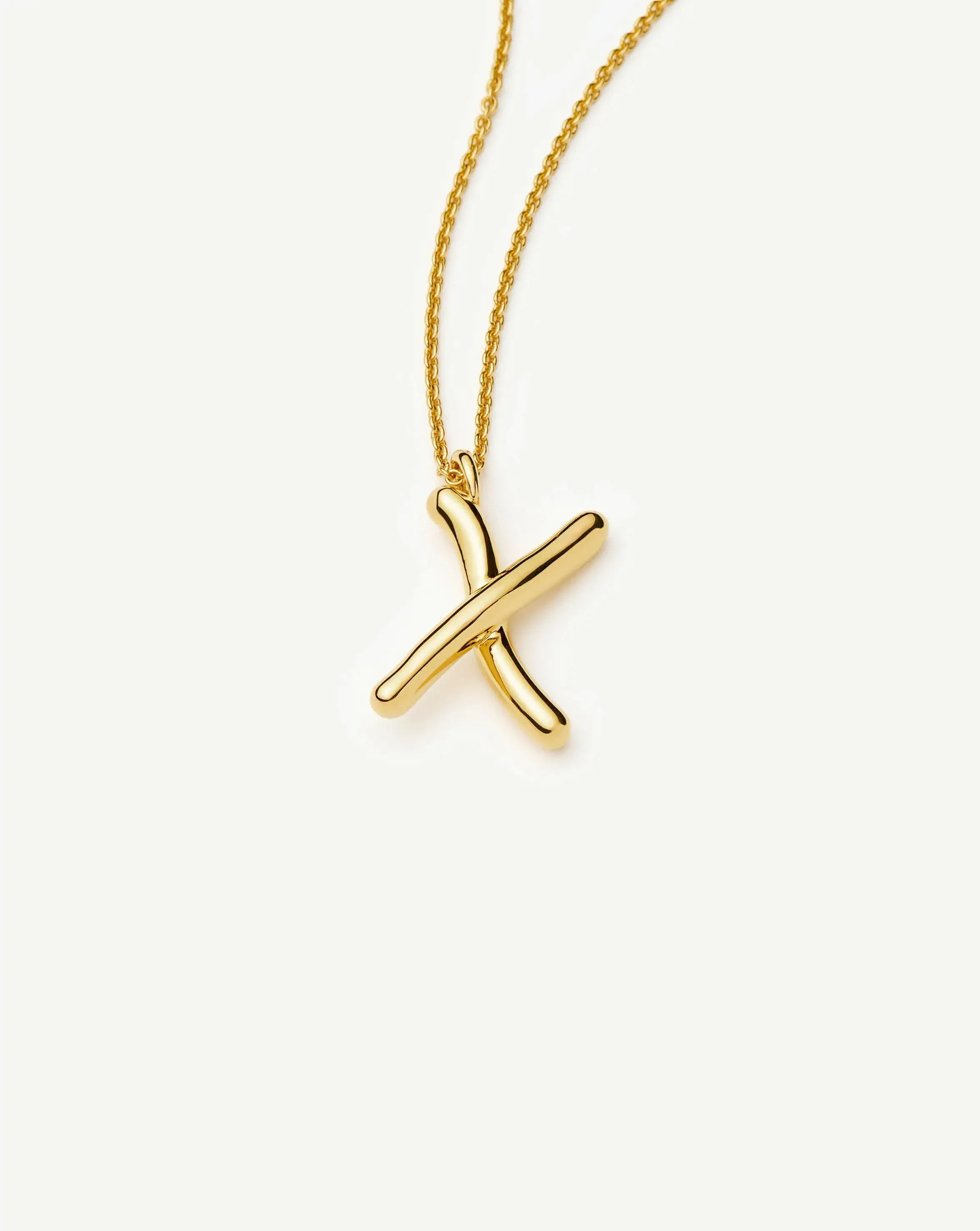 Curly Molten Initial Pendant Necklace - X | 18ct Gold Vermeil - Image 2