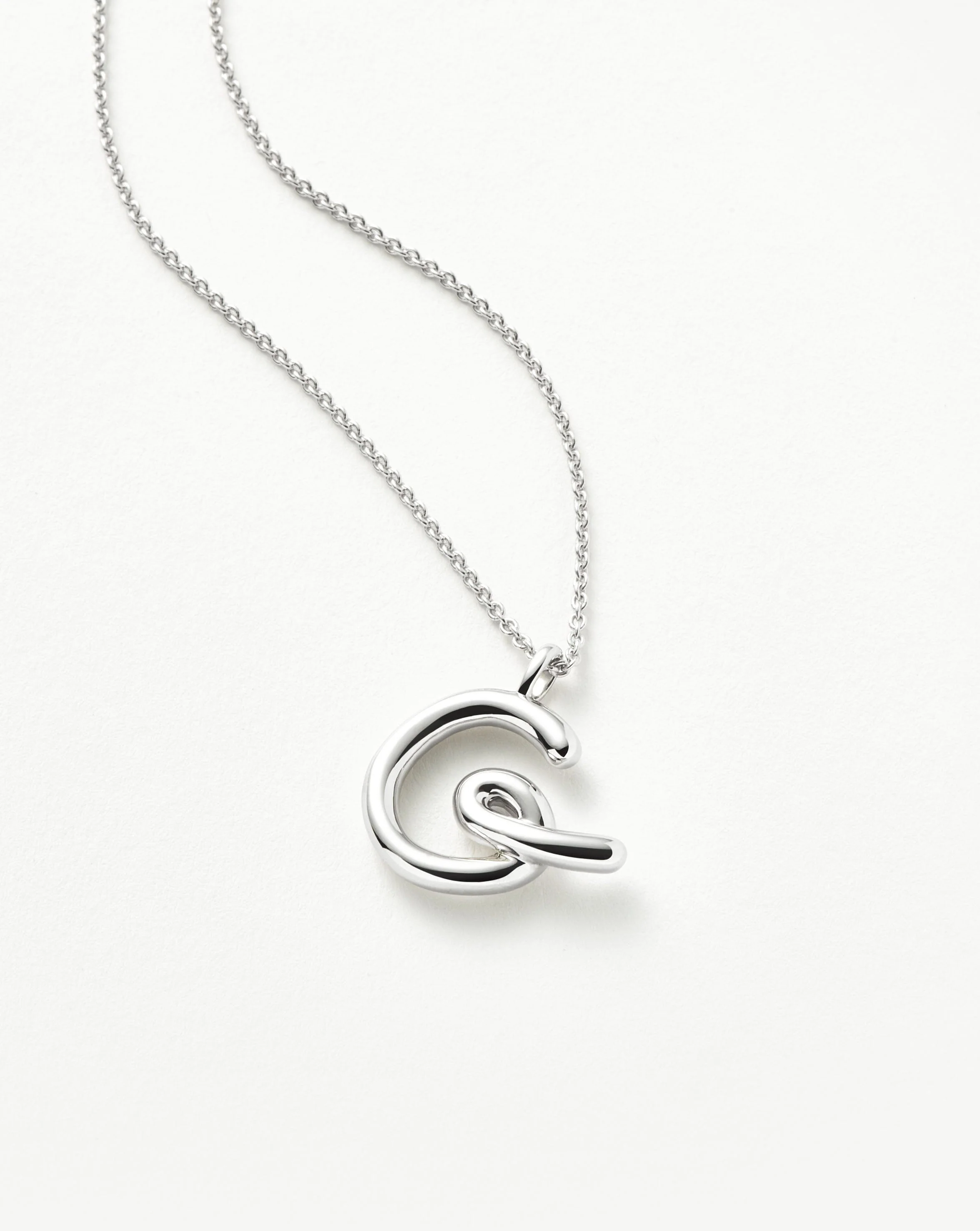 Curly Molten Initial Pendant Necklace - G | Sterling Silver - Image 2