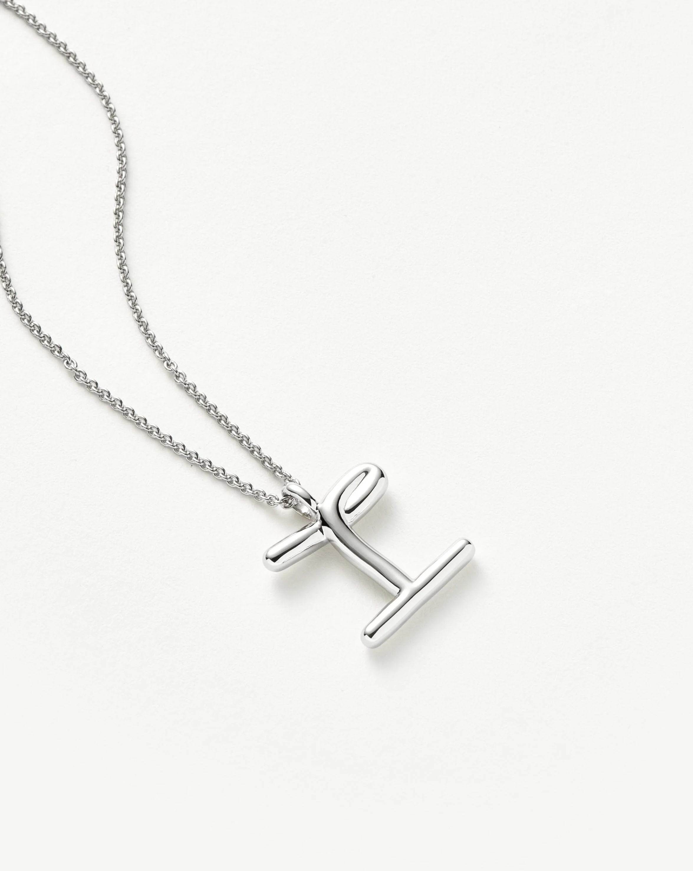 Curly Molten Initial Pendant Necklace - I | Sterling Silver - Image 2
