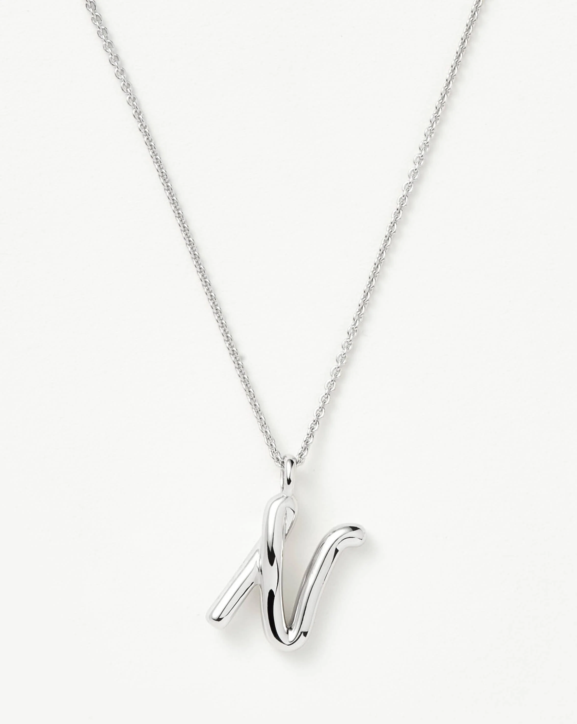 Curly Molten Initial Pendant Necklace - K | Sterling Silver
