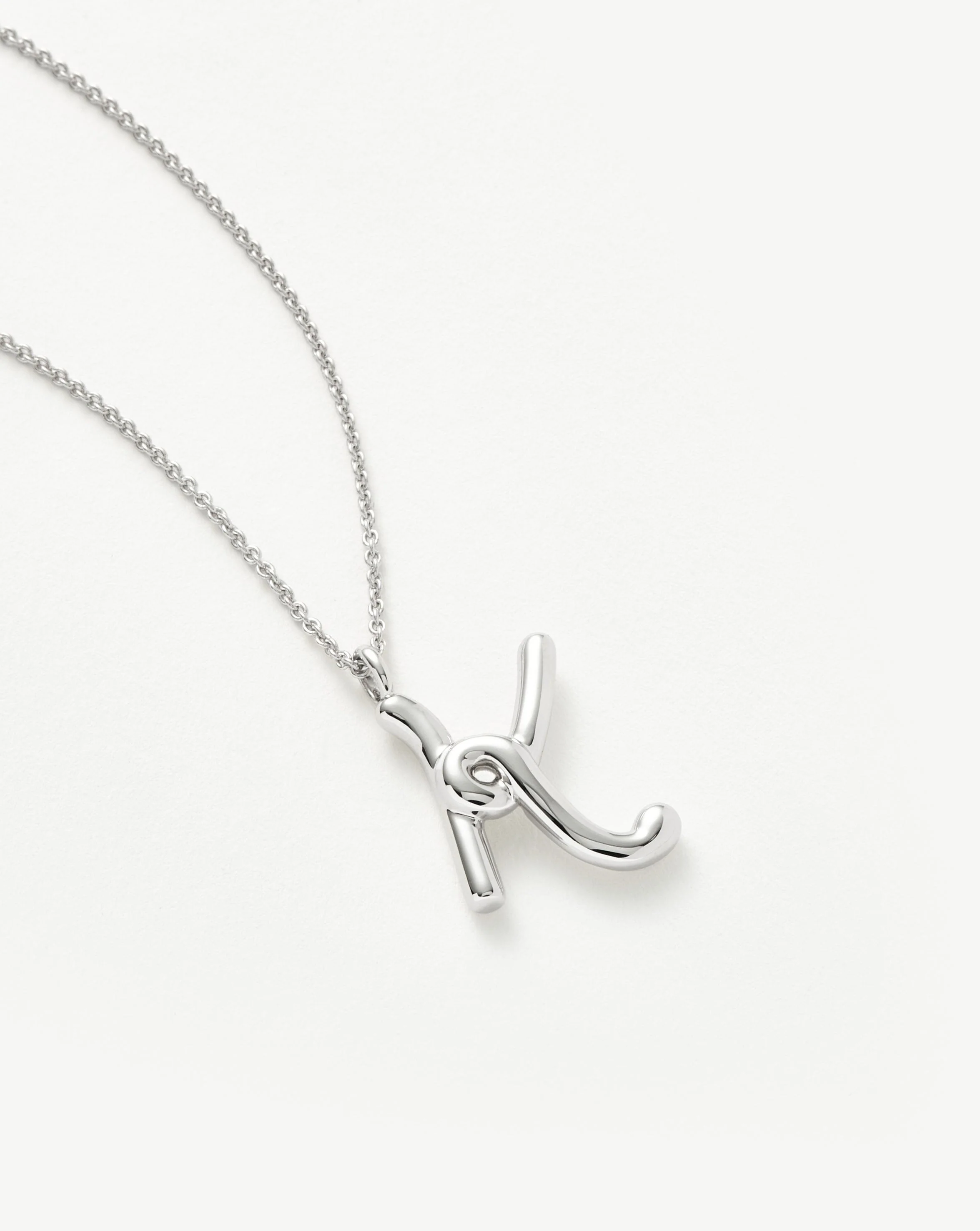 Curly Molten Initial Pendant Necklace - K | Sterling Silver - Image 2