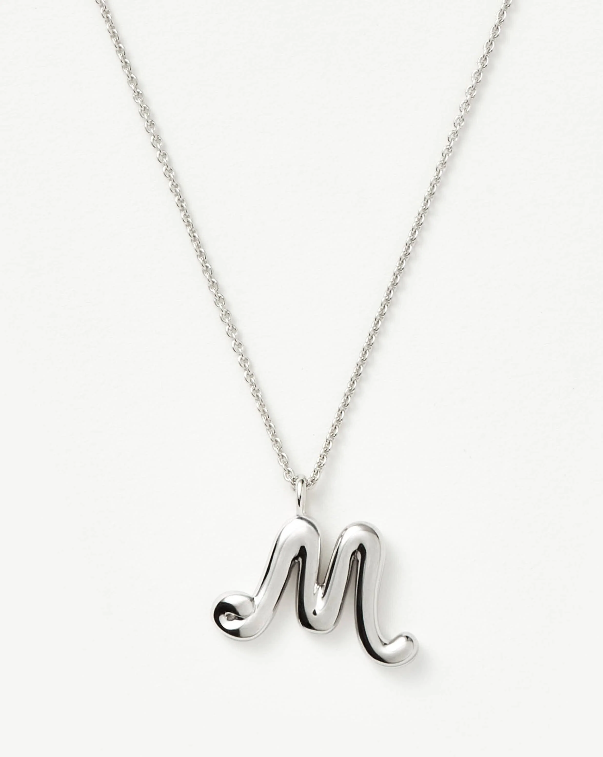 Curly Molten Initial Pendant Necklace - M | Sterling Silver