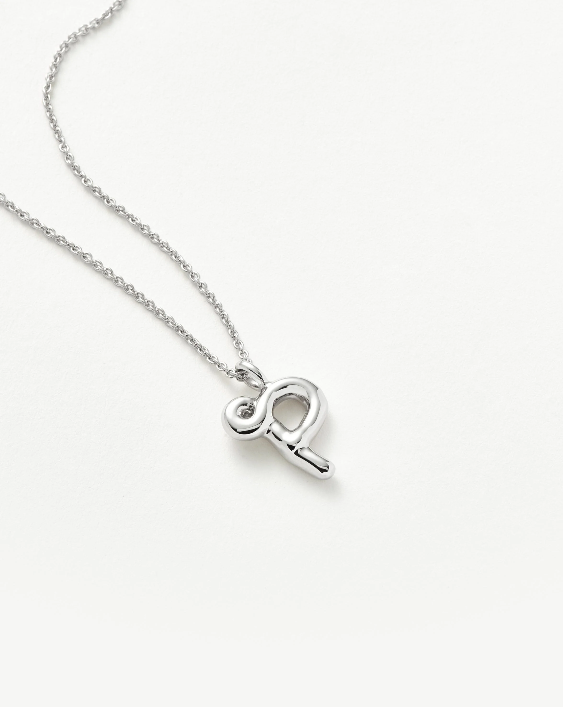 Curly Molten Initial Pendant Necklace - P | Sterling Silver - Image 2