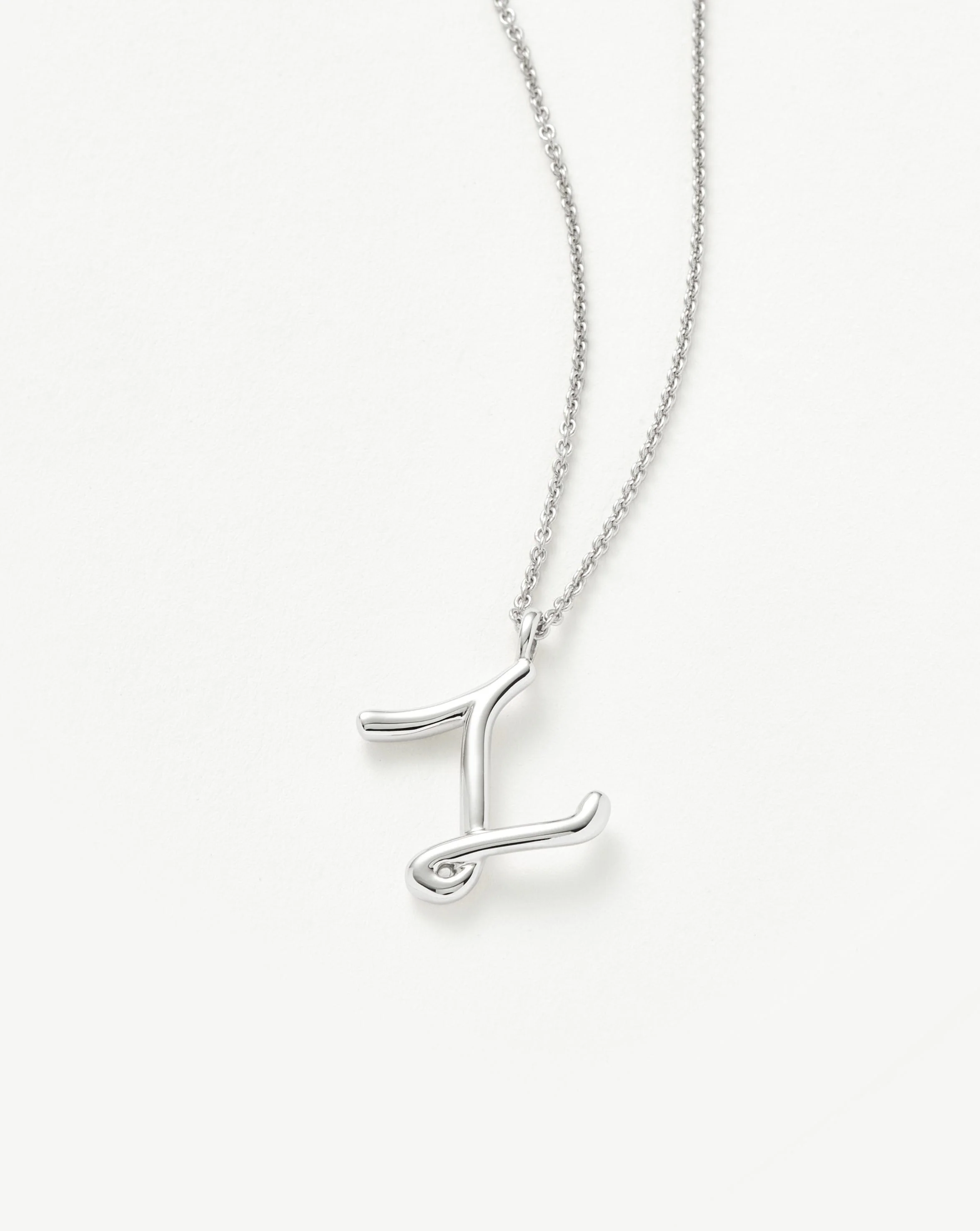 Curly Molten Initial Pendant Necklace - Z | Sterling Silver - Image 2