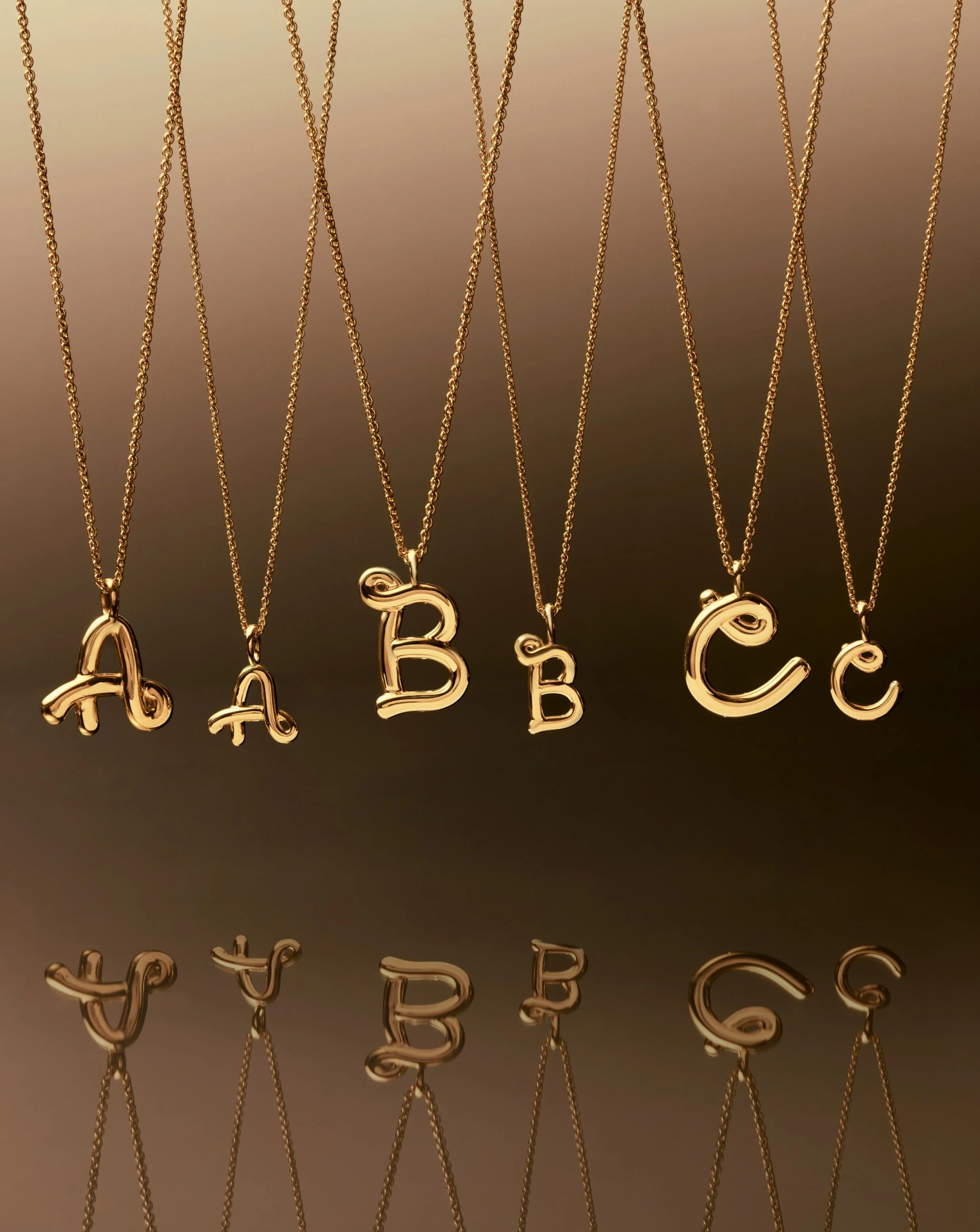 Curly Molten Mini Initial Necklace - A | 18ct Gold Vermeil - Image 4