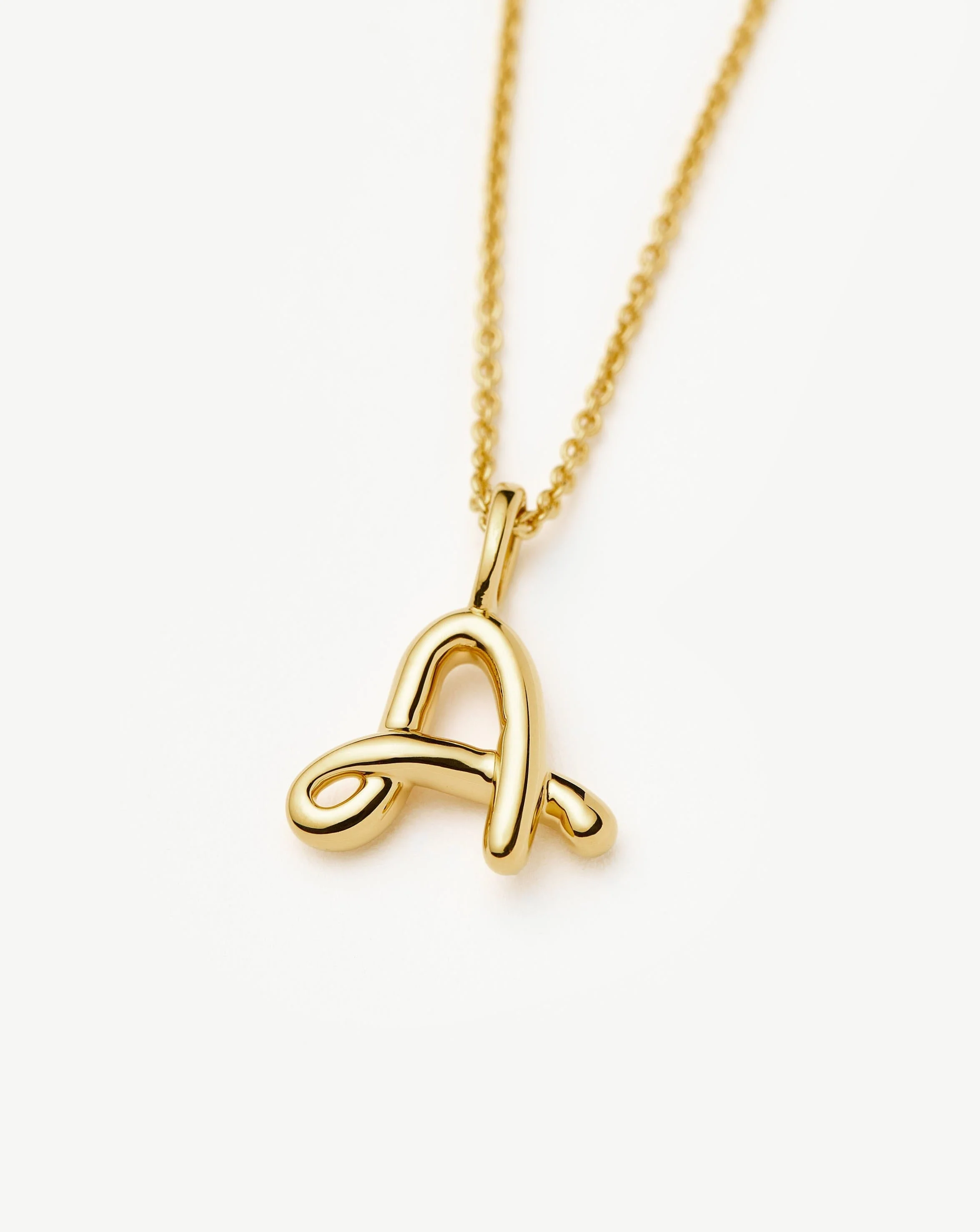 Curly Molten Mini Initial Necklace - A | 18ct Gold Vermeil - Image 5