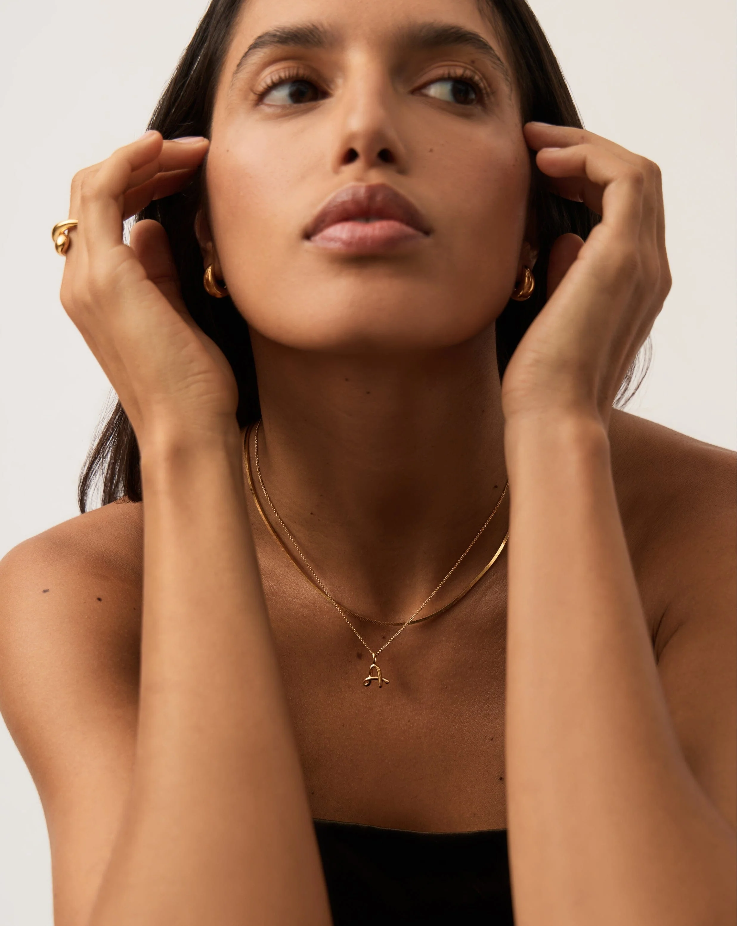 Curly Molten Mini Initial Necklace - A | 18ct Gold Vermeil - Image 6