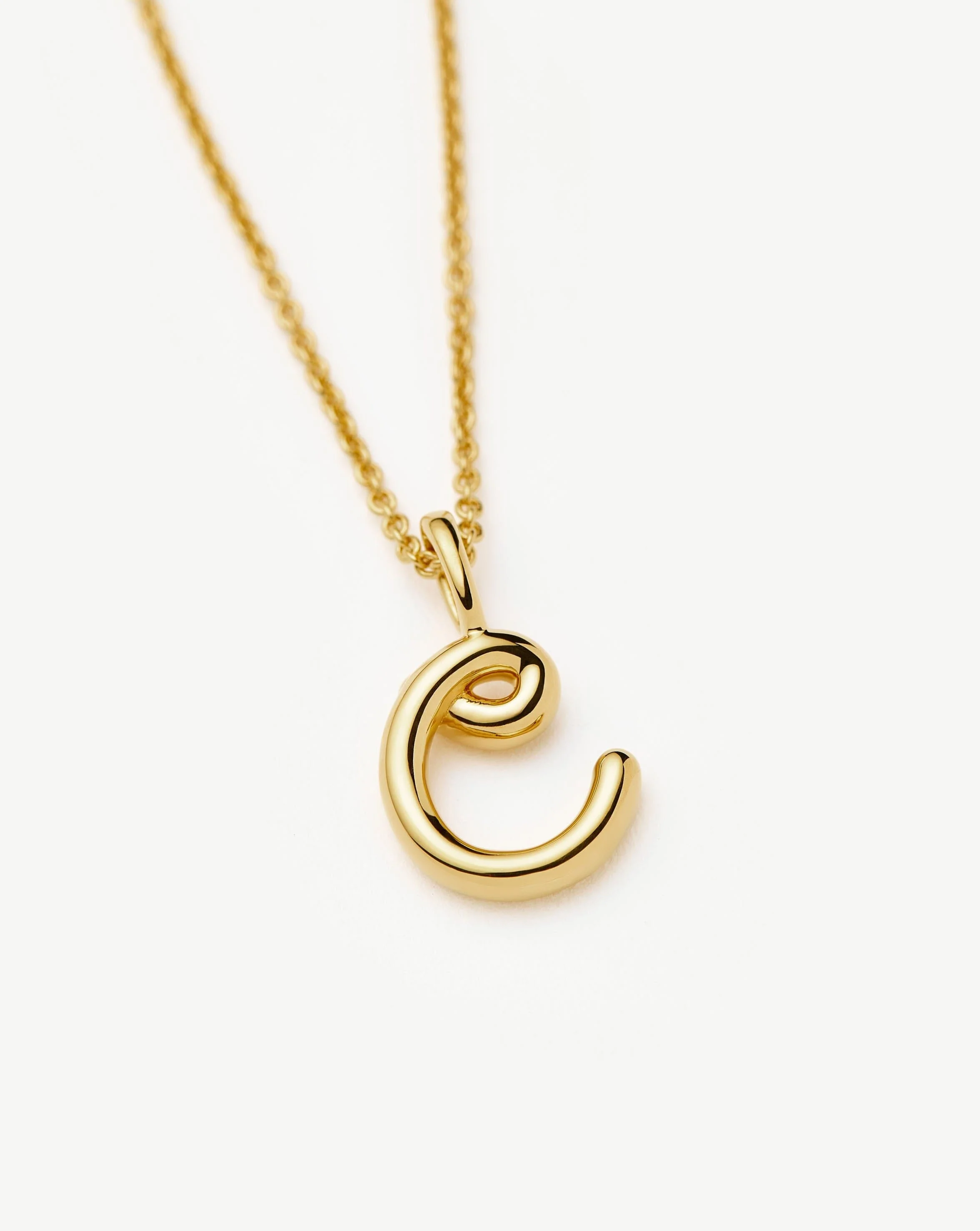 Curly Molten Mini Initial Necklace - C | 18ct Gold Vermeil - Image 5
