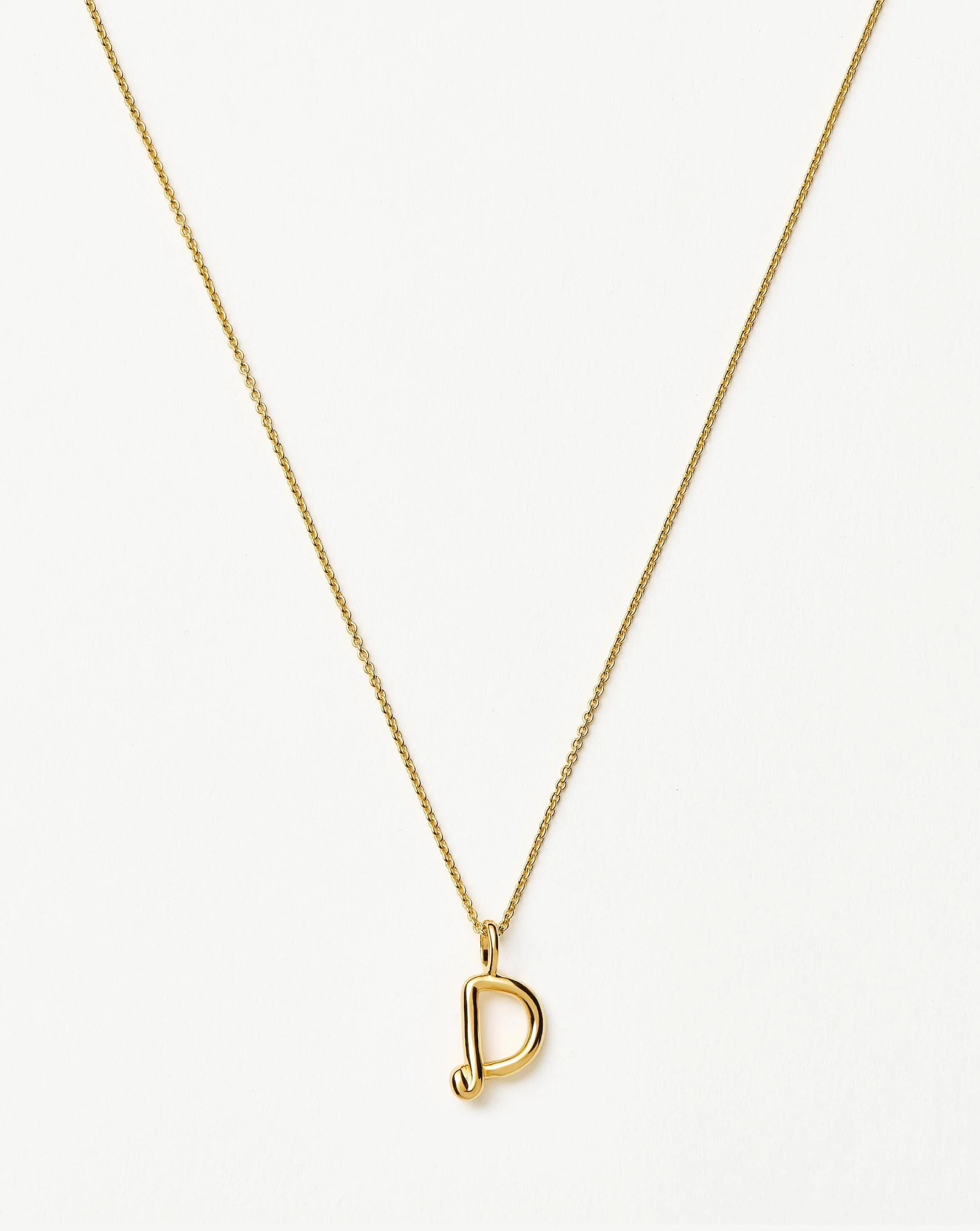 Curly Molten Mini Initial Necklace - D | 18ct Gold Vermeil