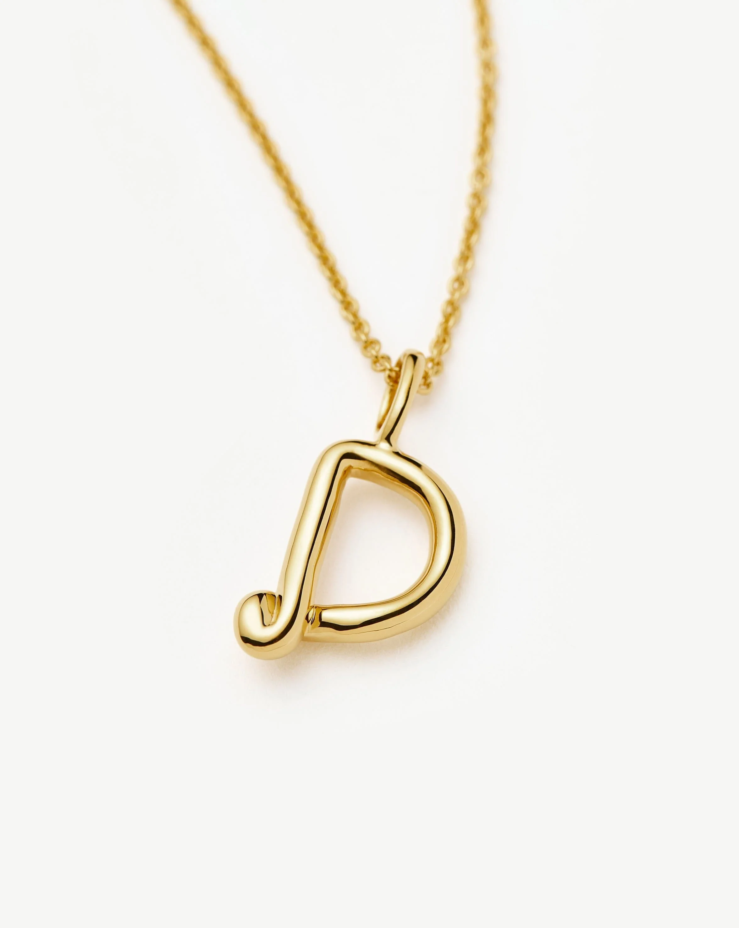 Curly Molten Mini Initial Necklace - D | 18ct Gold Vermeil - Image 2