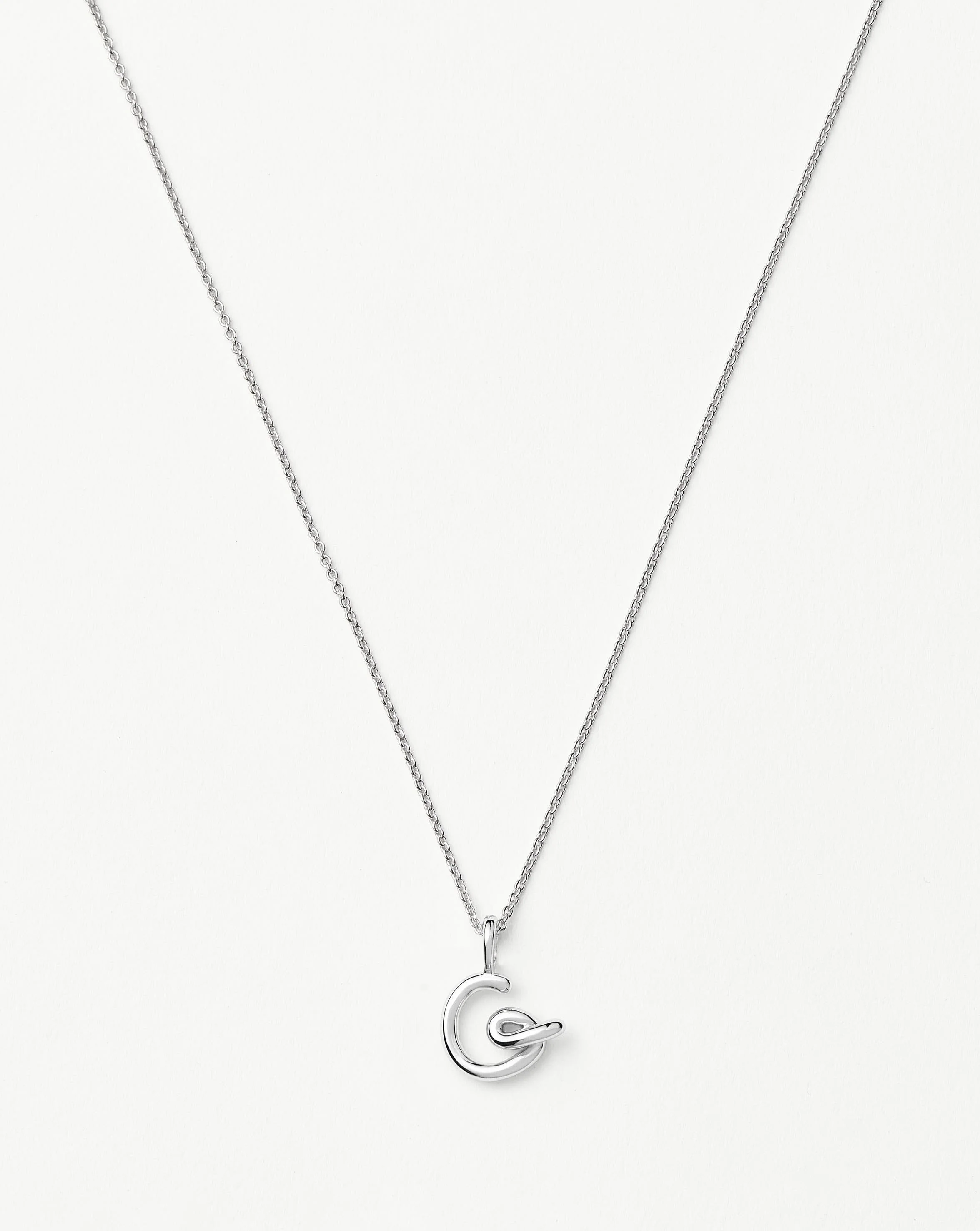 Curly Molten Mini Initial Necklace - G | Sterling Silver