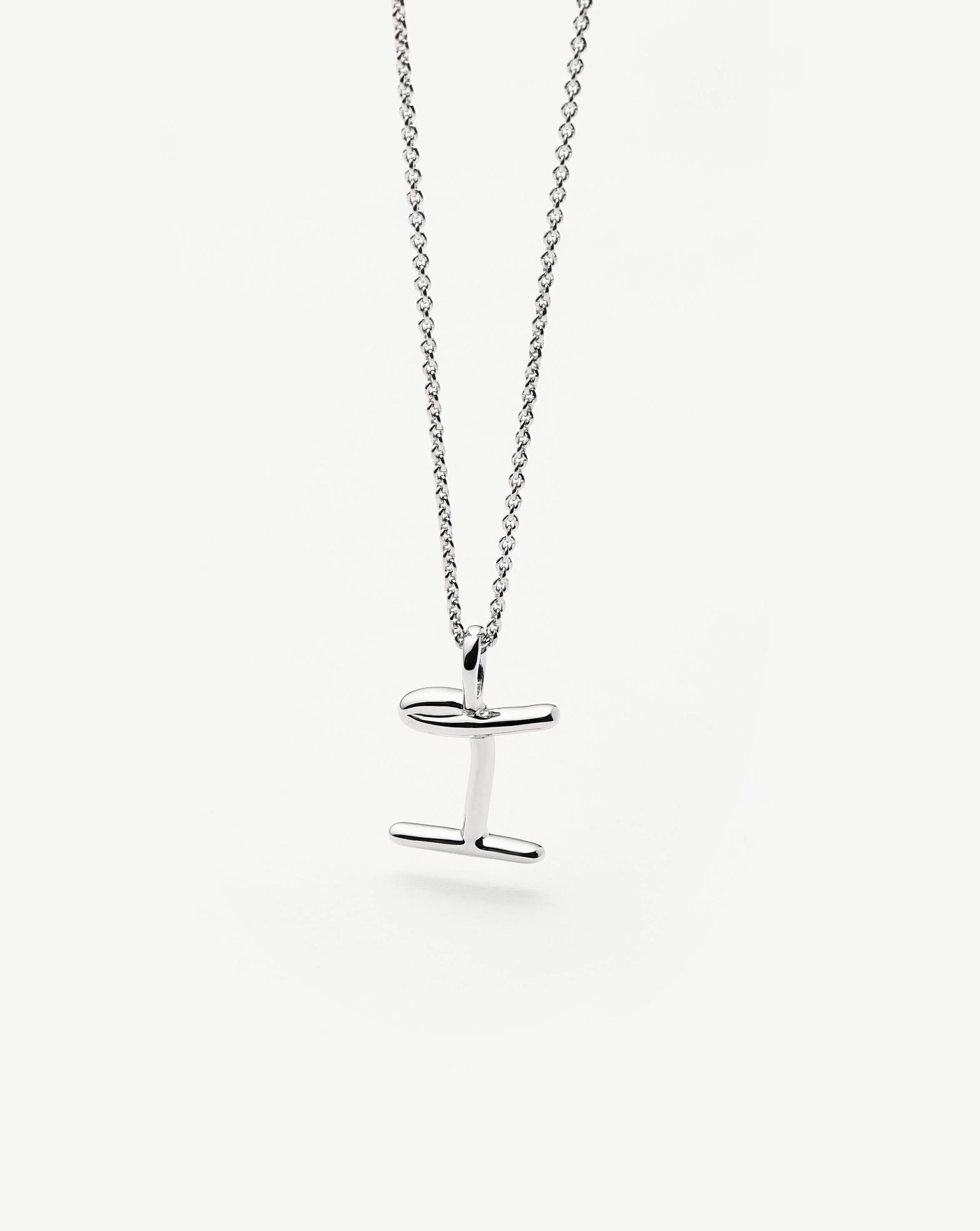 Curly Molten Mini Initial Necklace - I | Sterling Silver - Image 2
