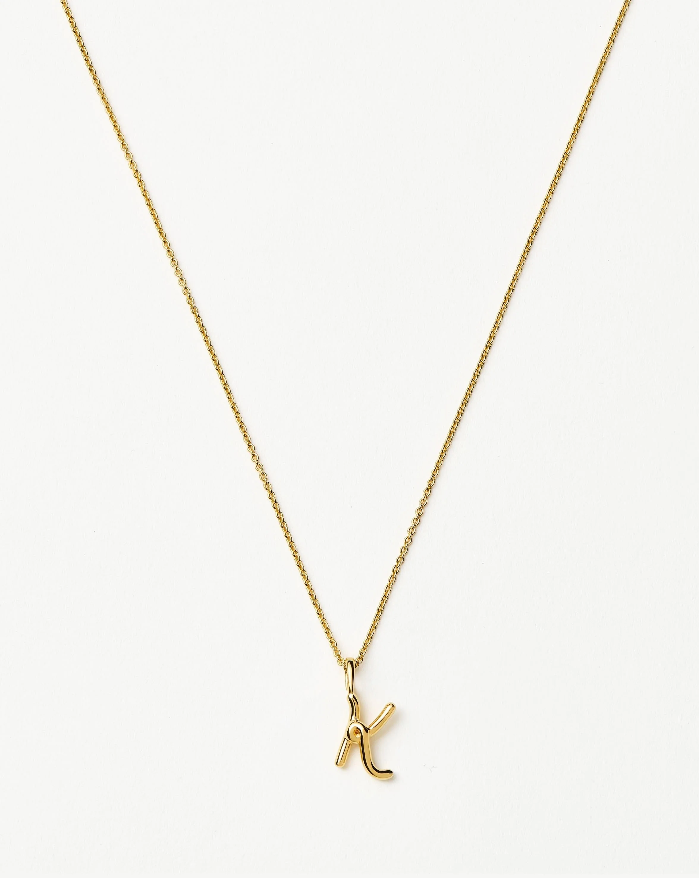 Curly Molten Mini Initial Necklace - K | 18ct Gold Vermeil